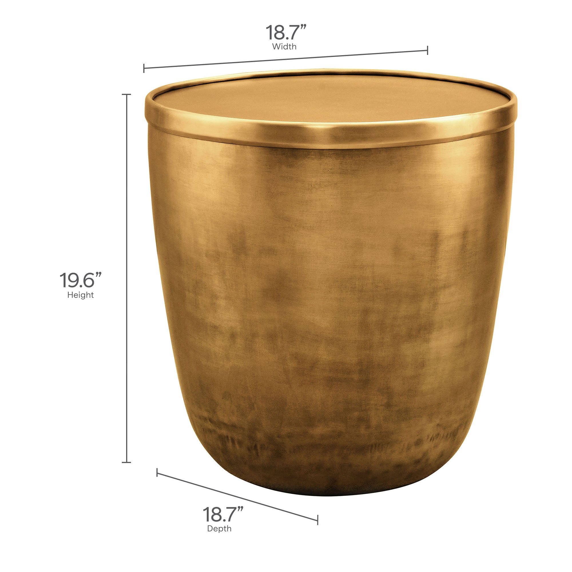 Viora Metal Storage Side Table, Burnished Brass