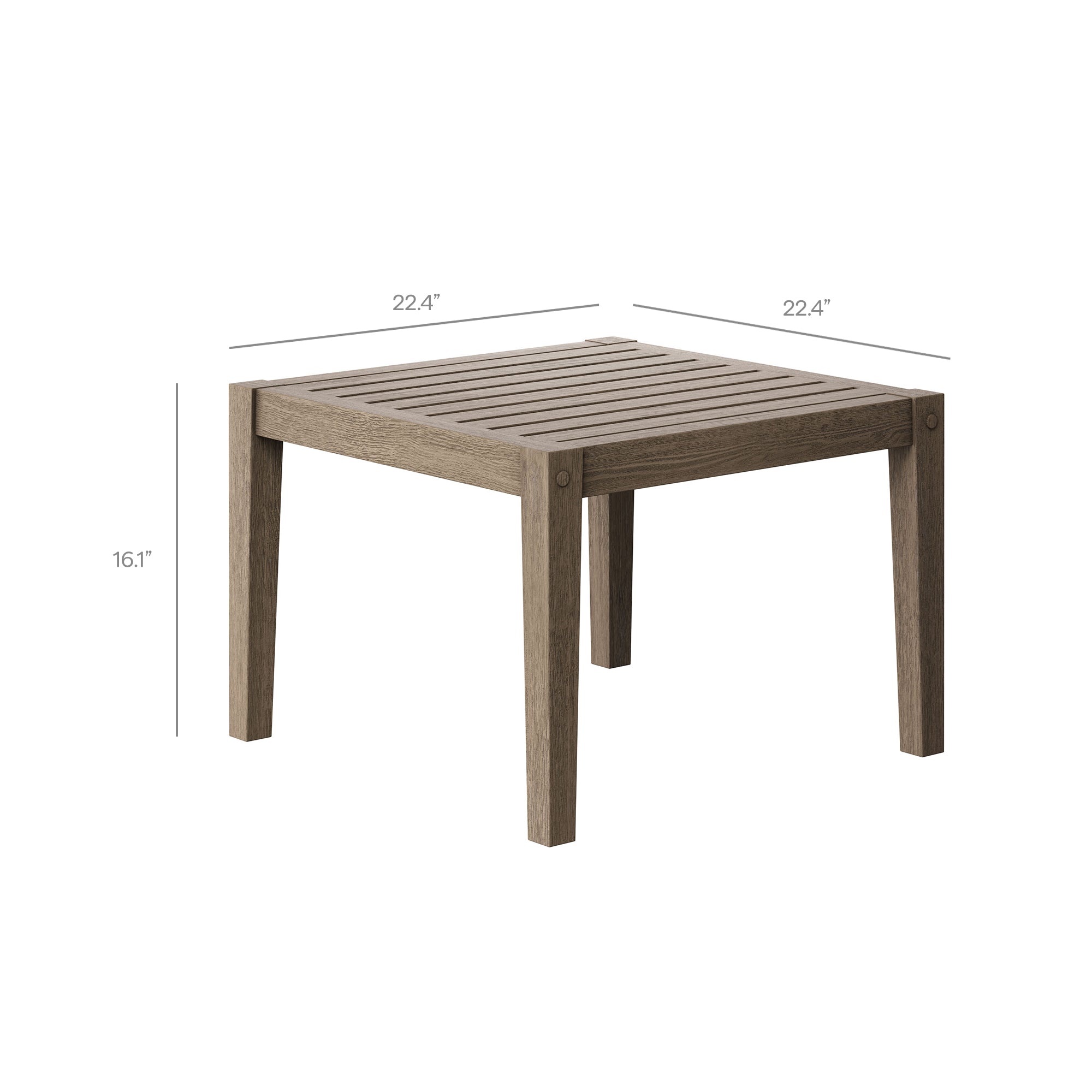 Northlake 3-Piece Outdoor Patio Teak Wood Furniture Set with Armchair and Side Table, Weathered Gray