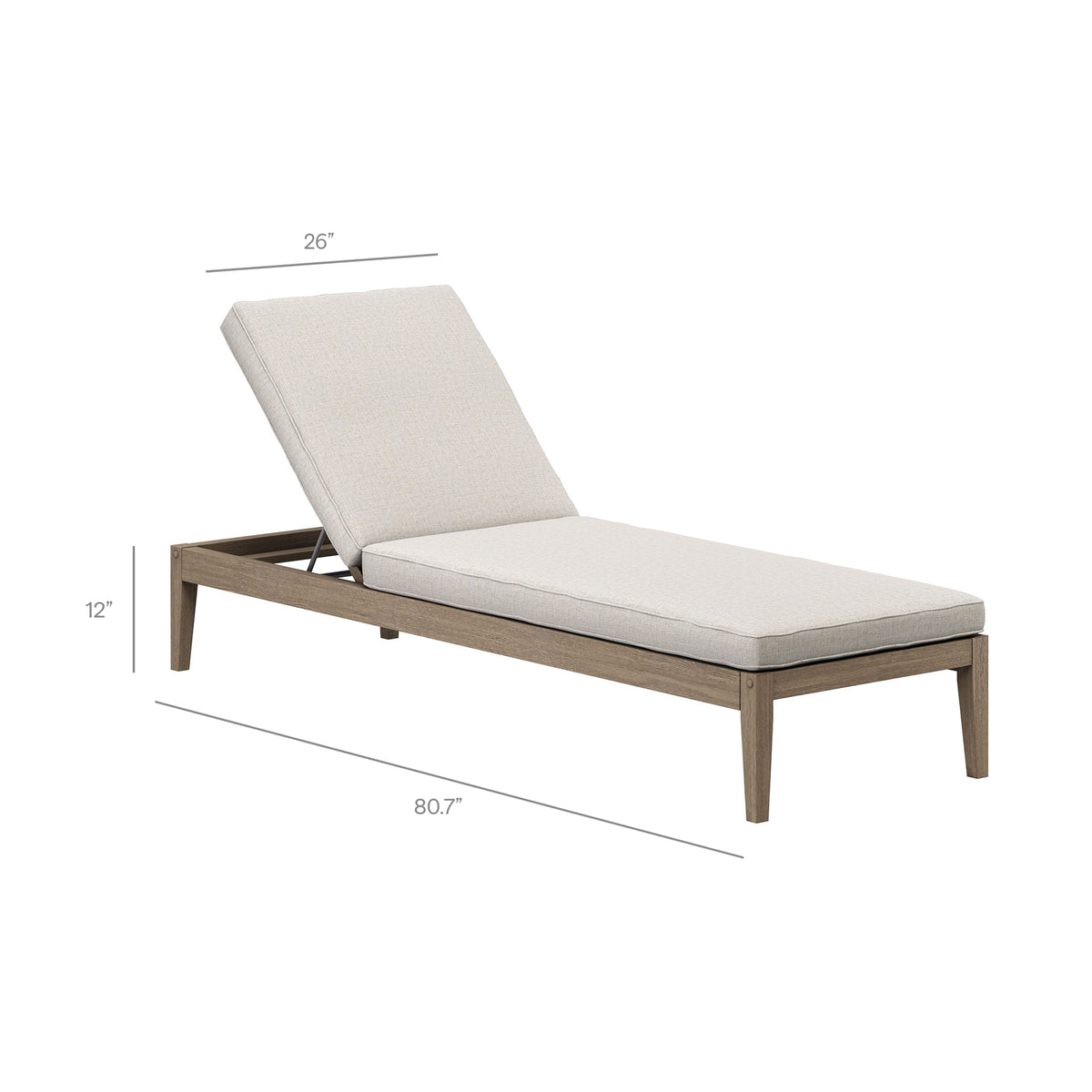 Northlake 3-Piece Outdoor Patio Teak Wood Furniture Set with Chaise Lounges and Side Table, Pebble