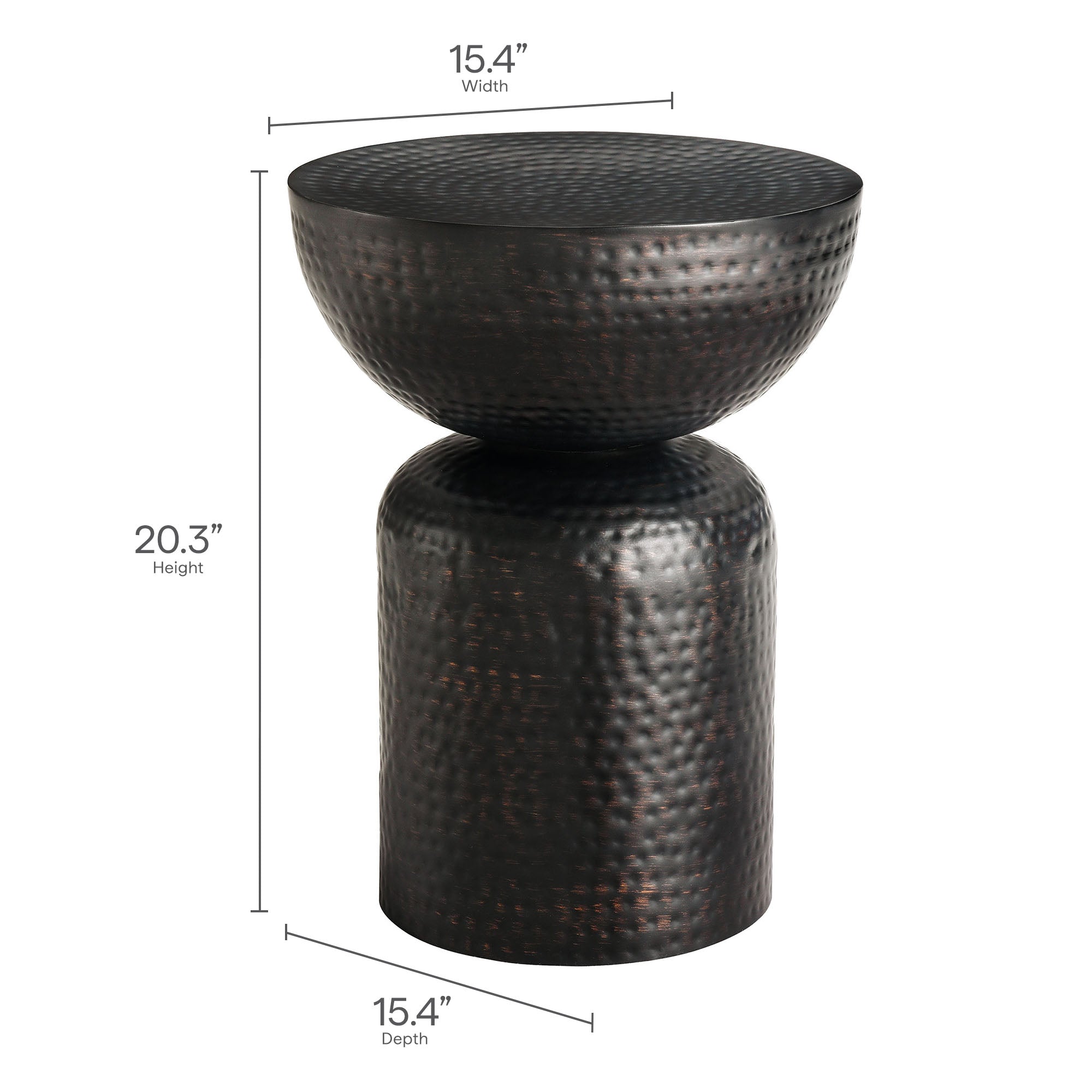 Mella Metal Hammered Side Table, Black