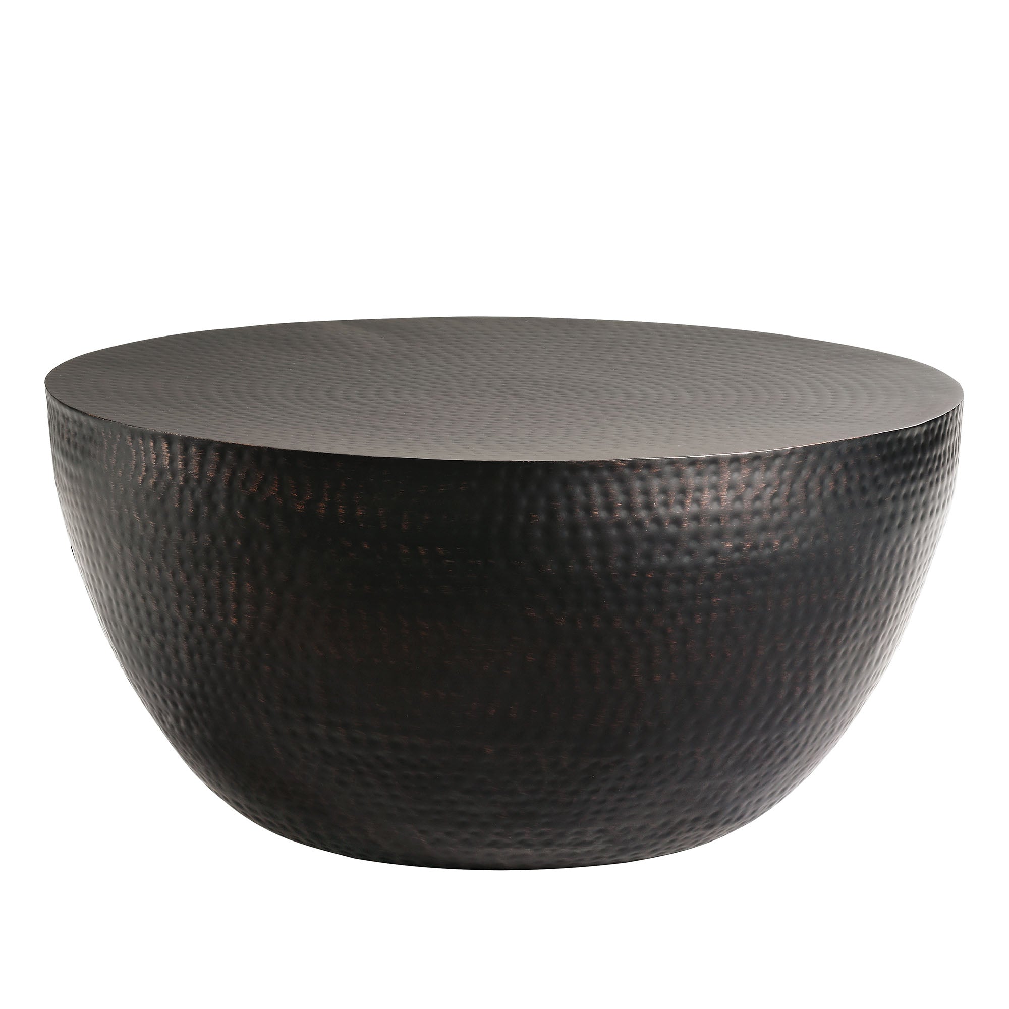 Mella 32 Inch Metal Hammered Coffee Table, Black