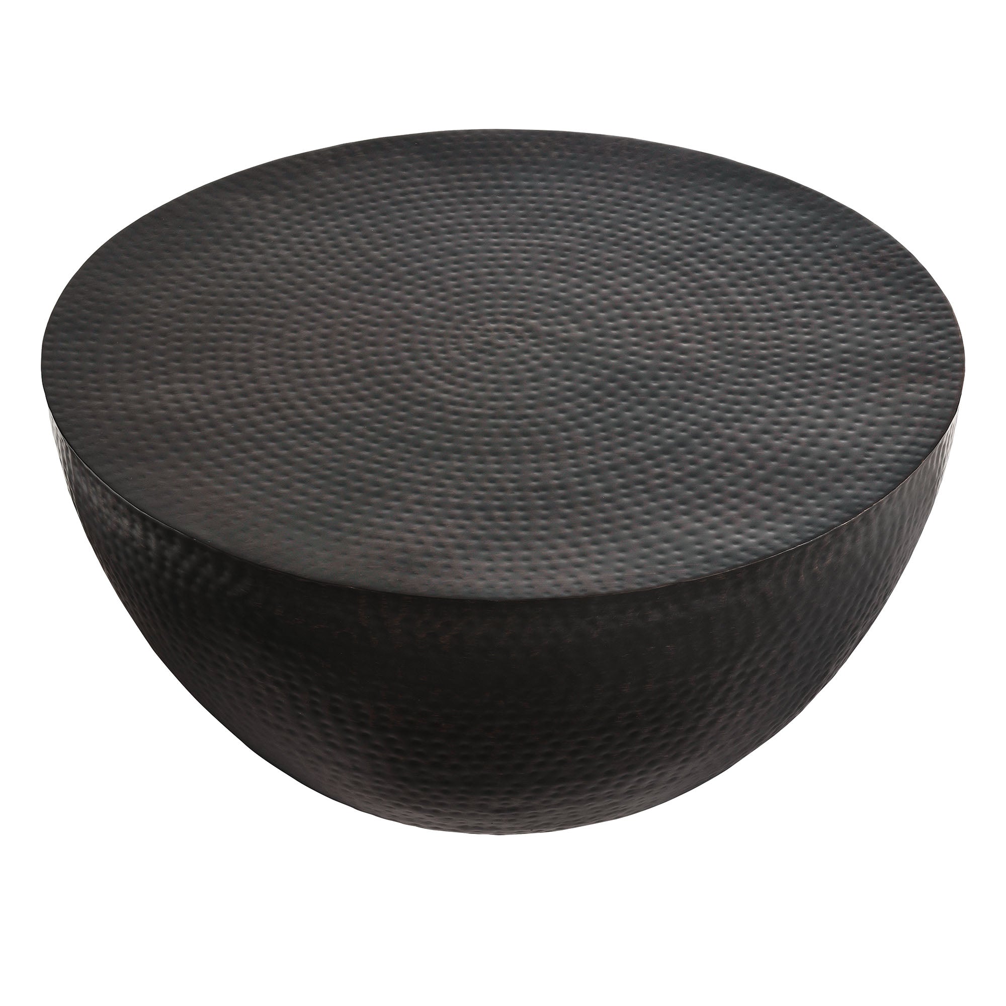 Mella 32 Inch Metal Hammered Coffee Table, Black