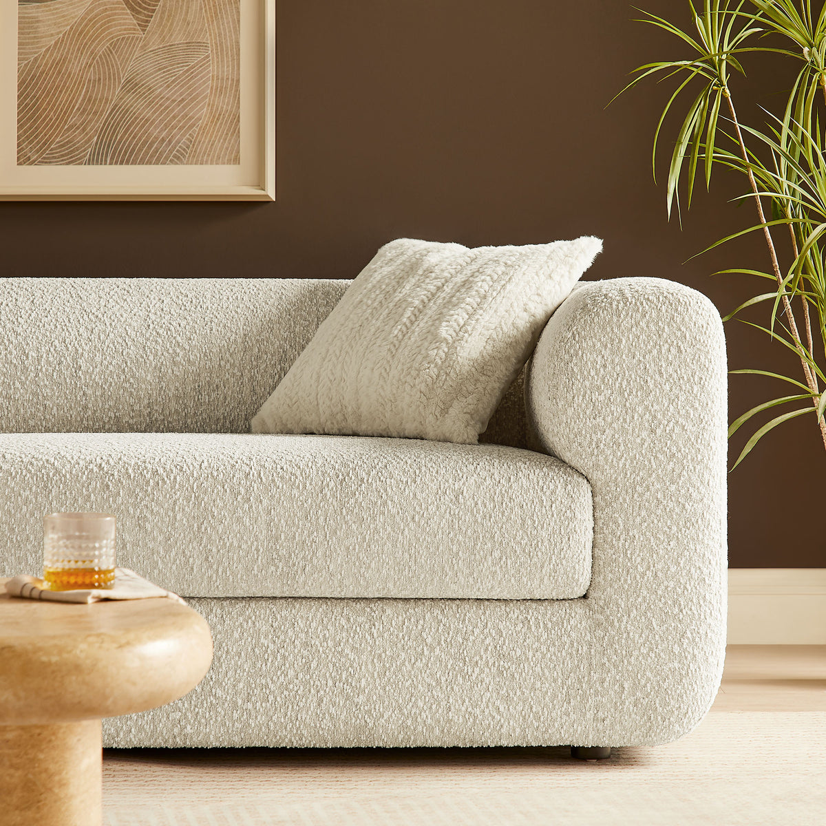 Leif 89" Boucle Upholstered Sofa, Pearl