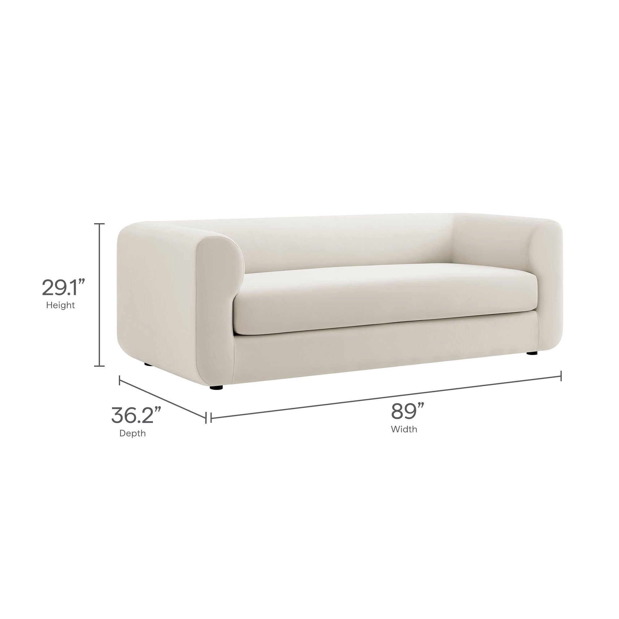 Leif 89" Performance Velvet Upholstered Sofa, Alabaster