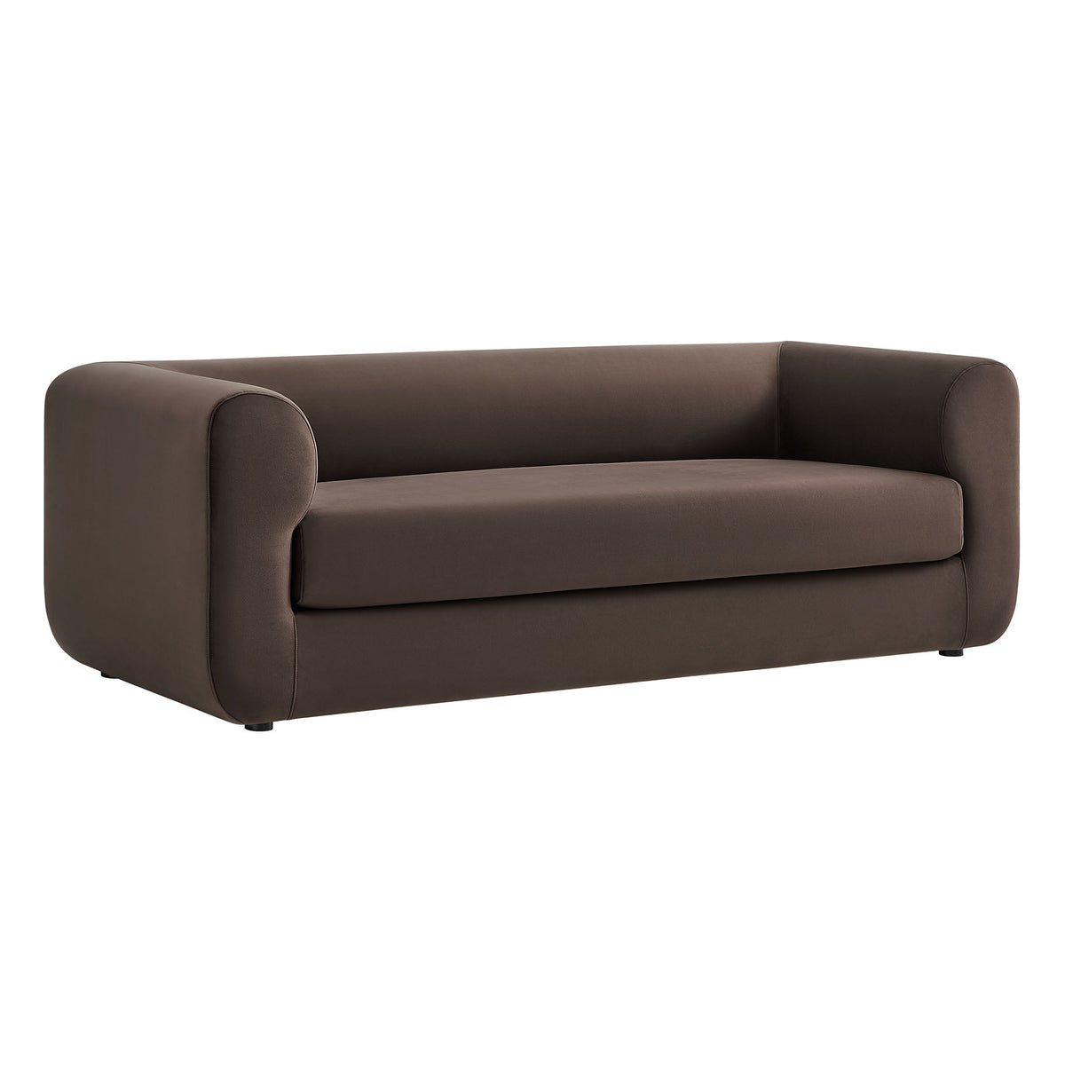 Leif 89" Performance Velvet Upholstered Sofa, Chocolate Brown