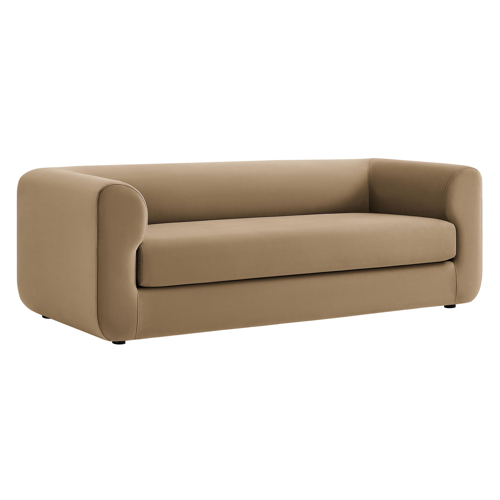 Leif 89" Performance Velvet Upholstered Sofa, Taupe