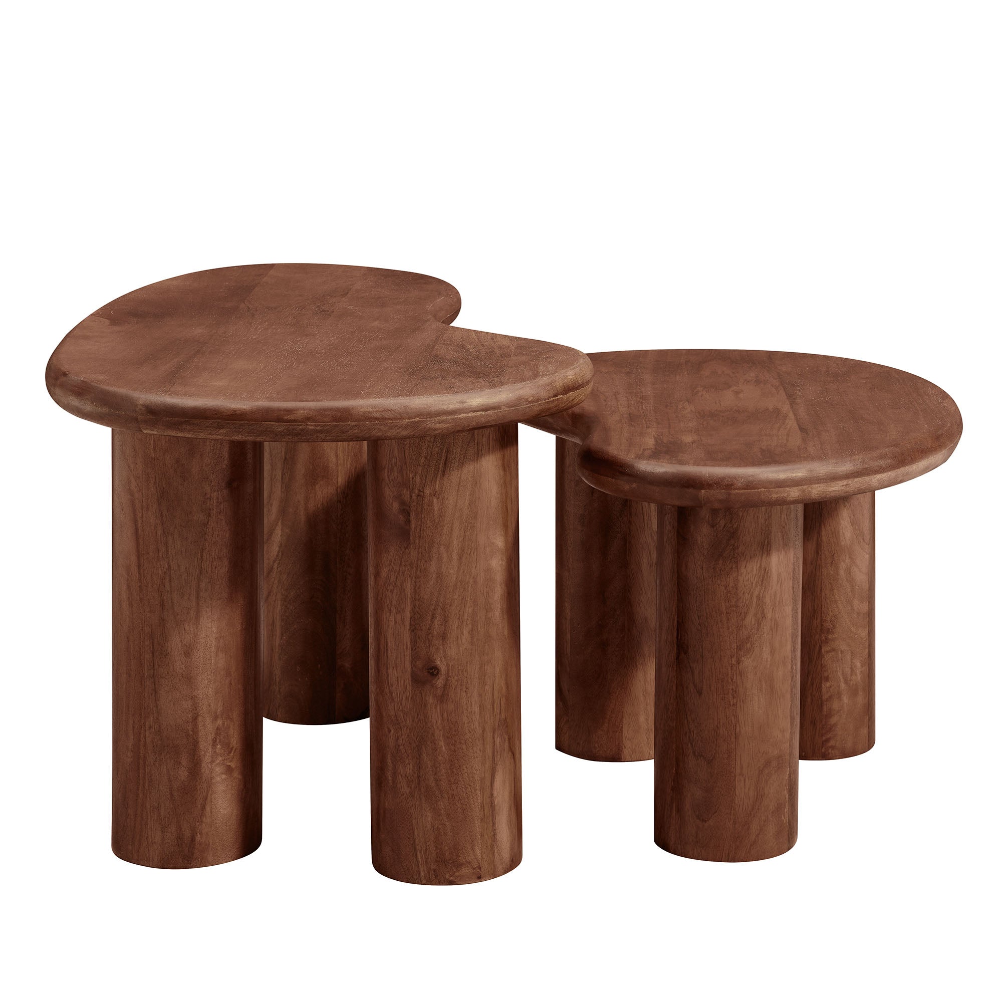 Hackney Mango Wood Nesting Coffee Table Set, Walnut