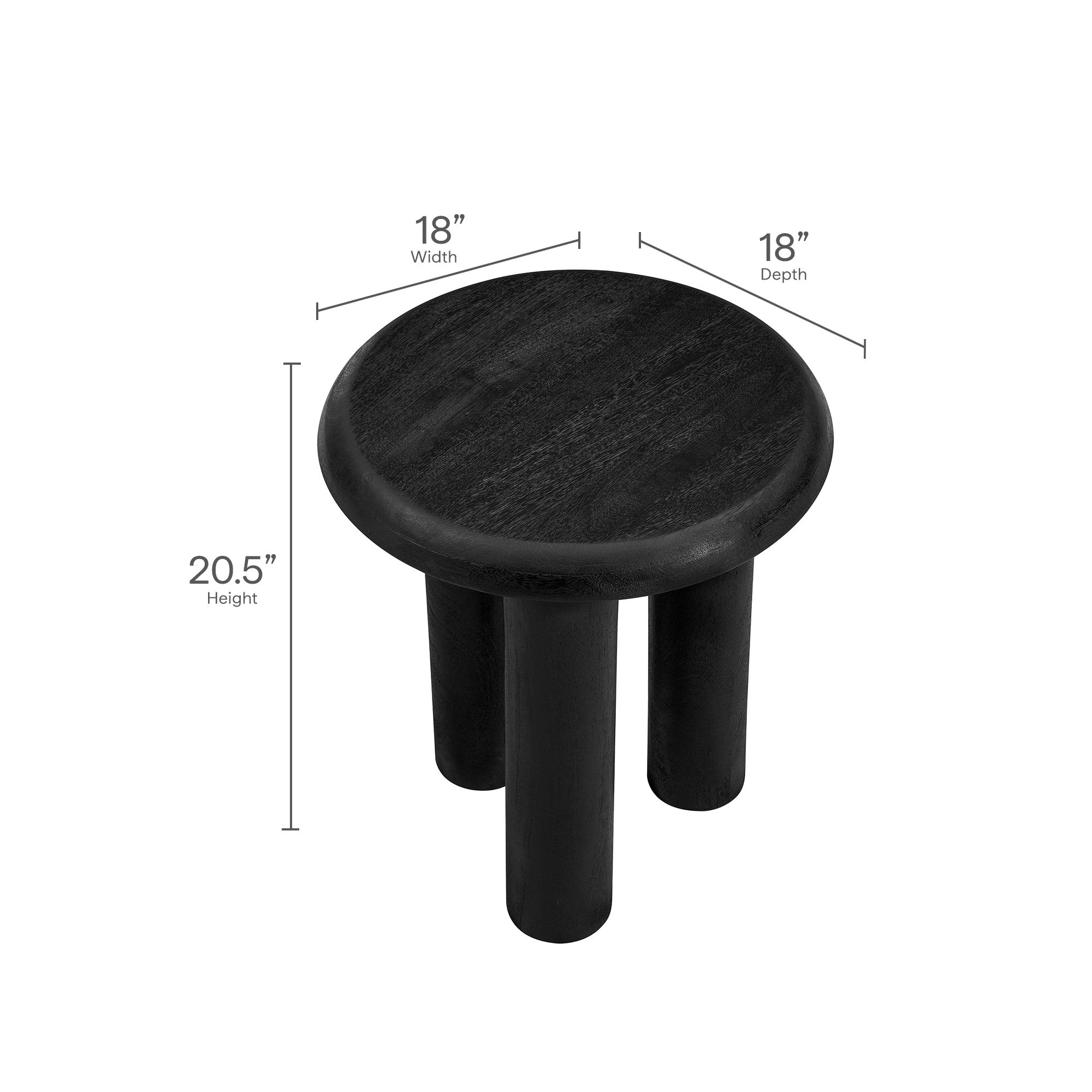 Mavina Mango Wood Side Table, Black
