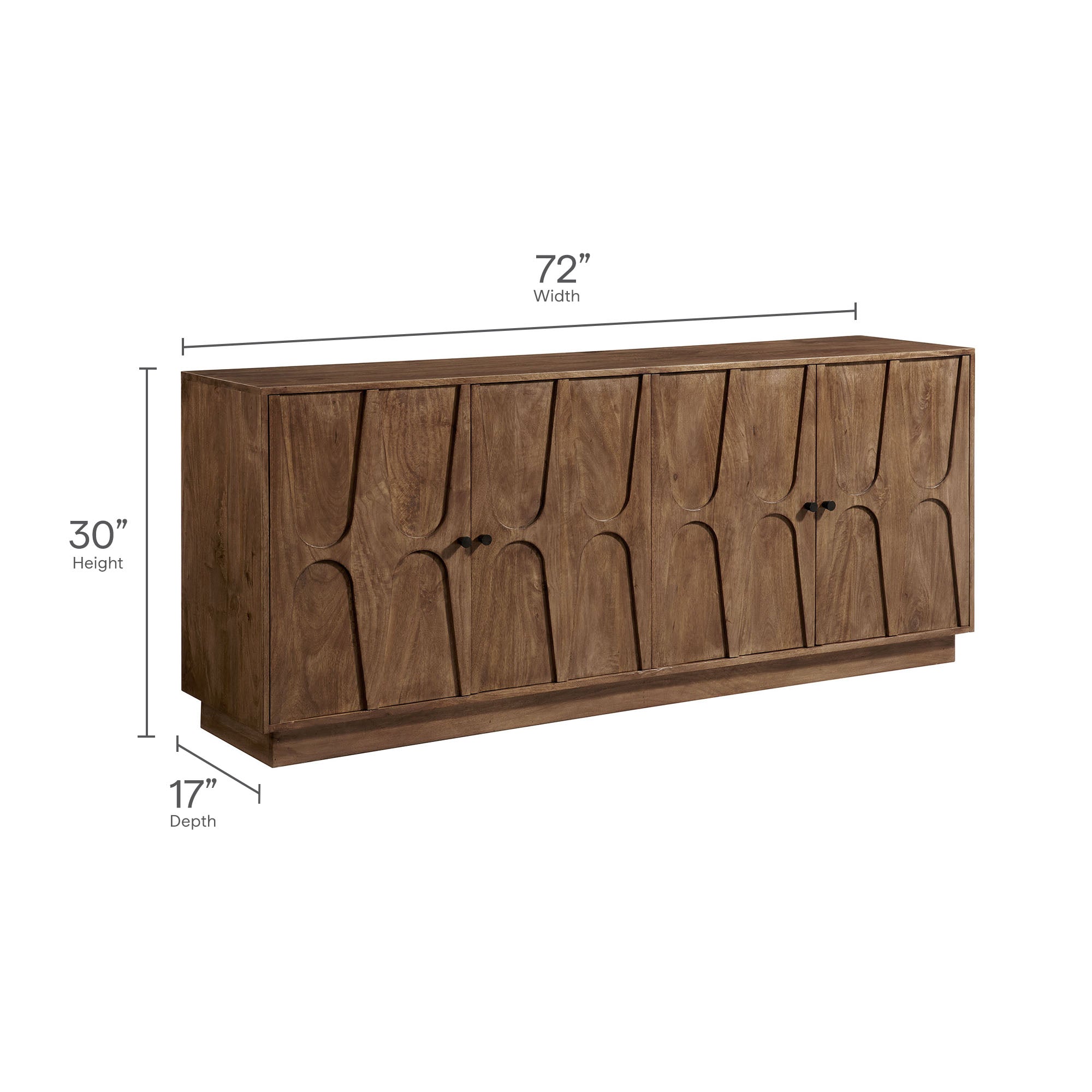 Veda 72" Mango Wood Sideboard Cabinet, Walnut