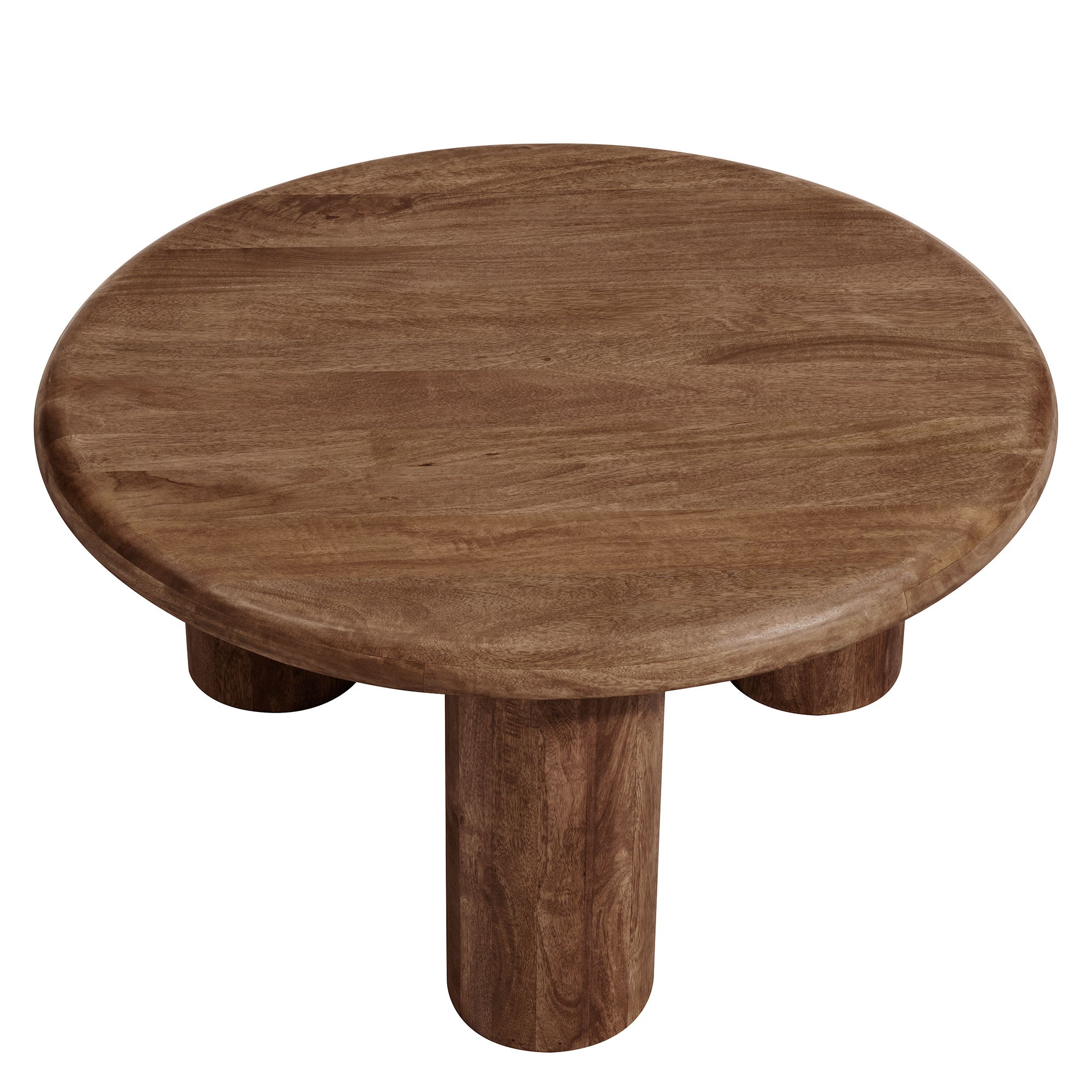 Mavina Round Mango Wood Coffee Table, Walnut