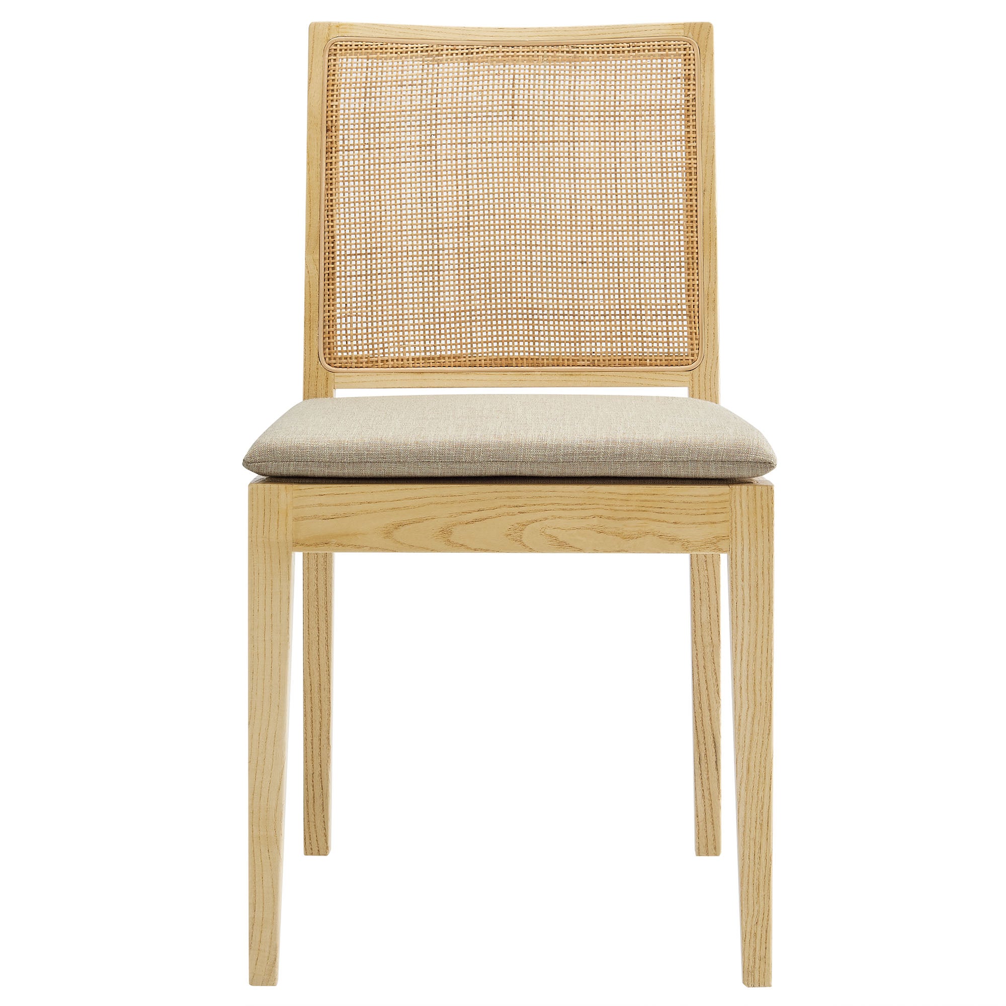 Ovard Wood and Rattan Dining Chair, Natural