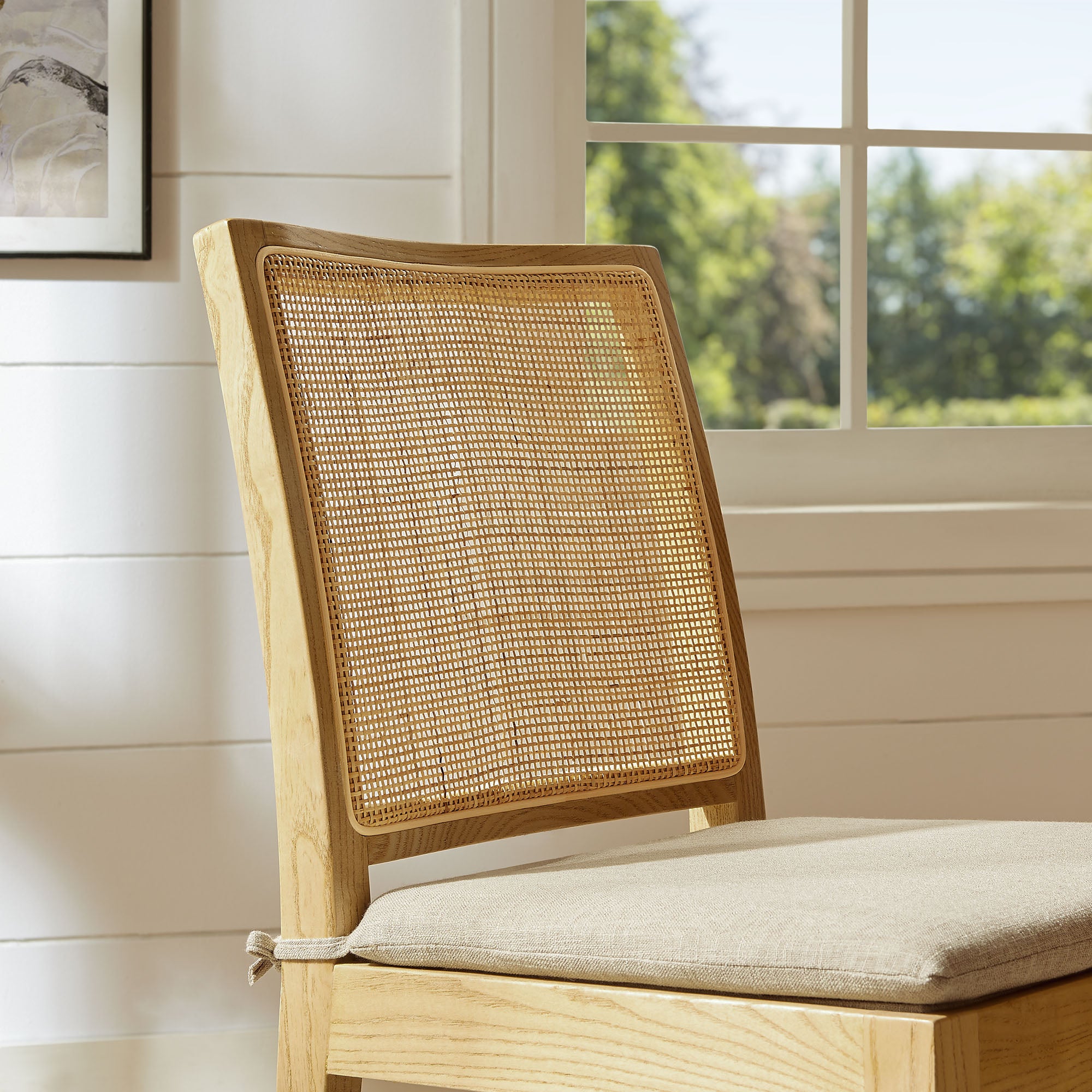 Ovard Wood and Rattan Dining Chair, Natural