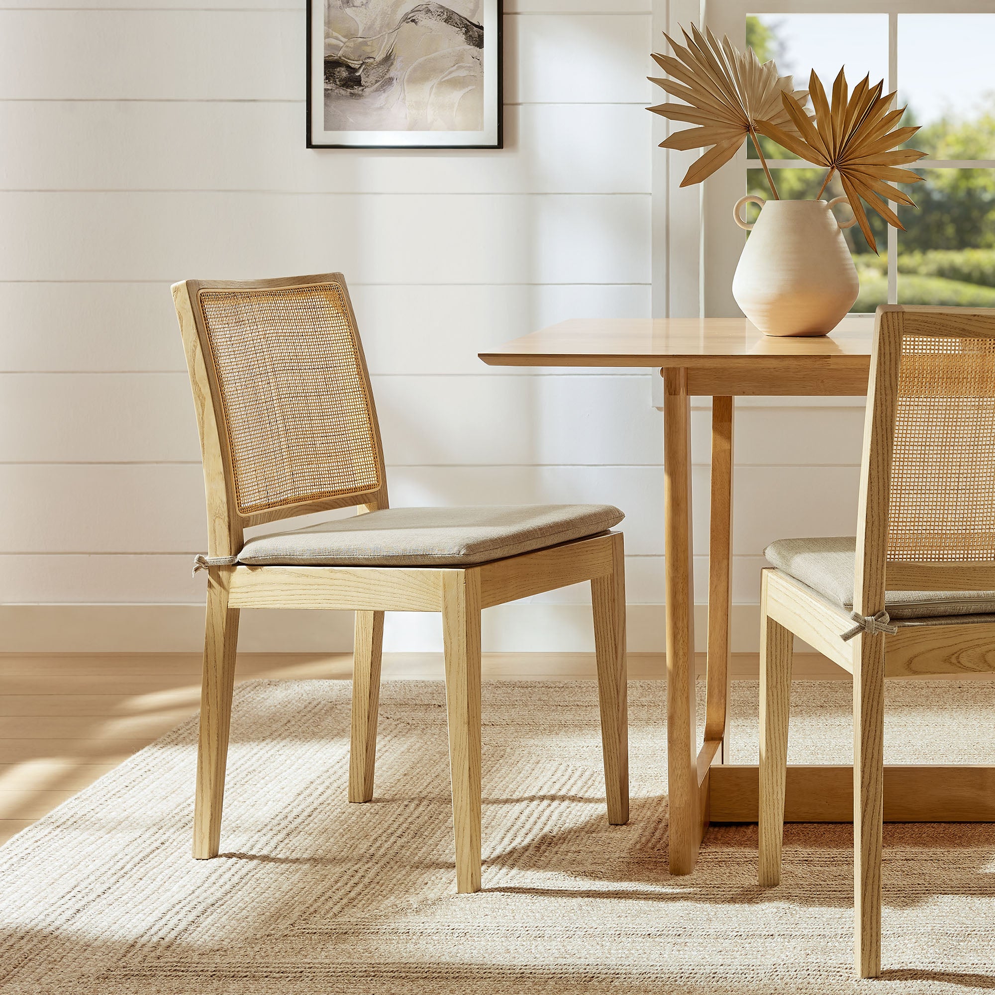 Ovard Wood and Rattan Dining Chair, Natural