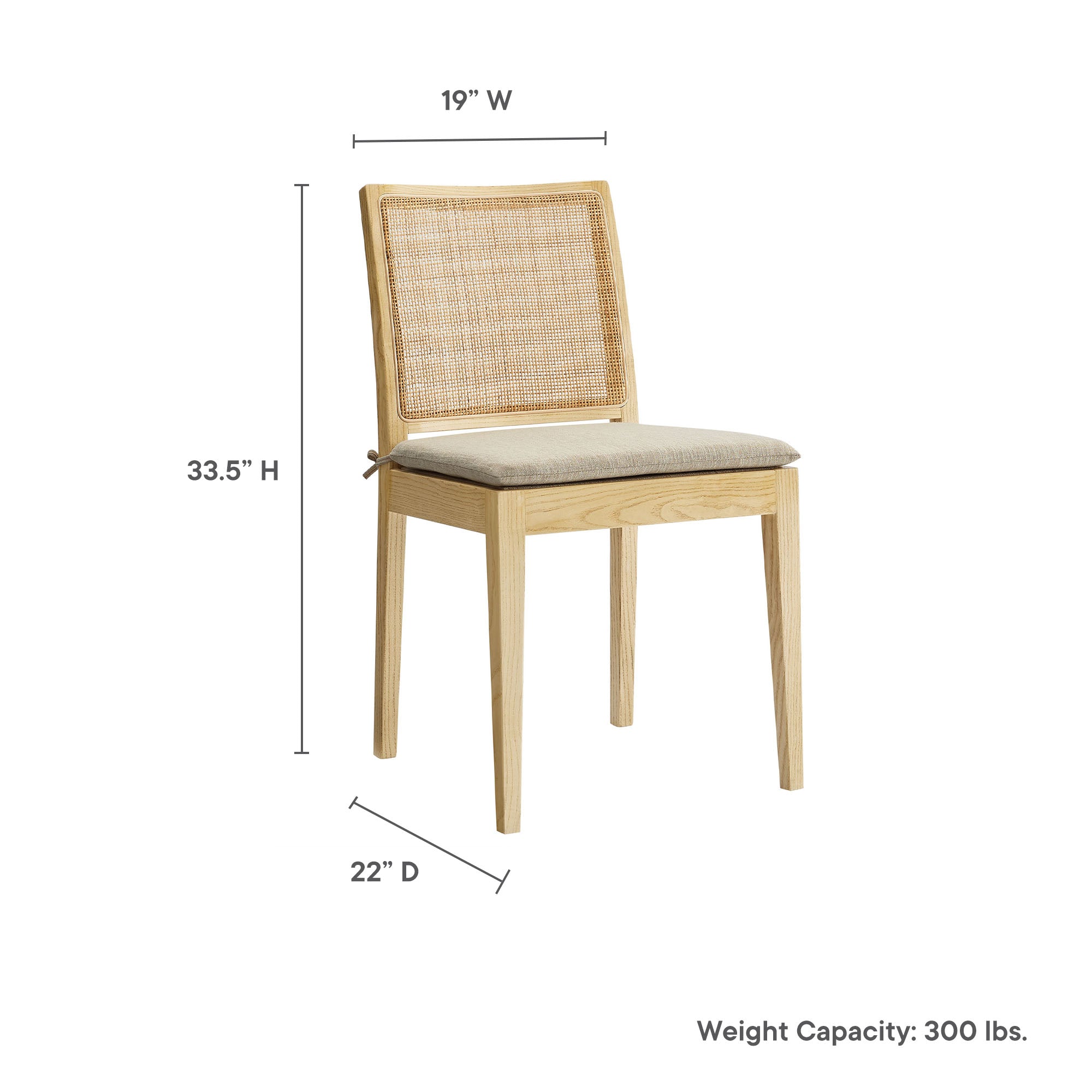 Ovard Wood and Rattan Dining Chair, Natural