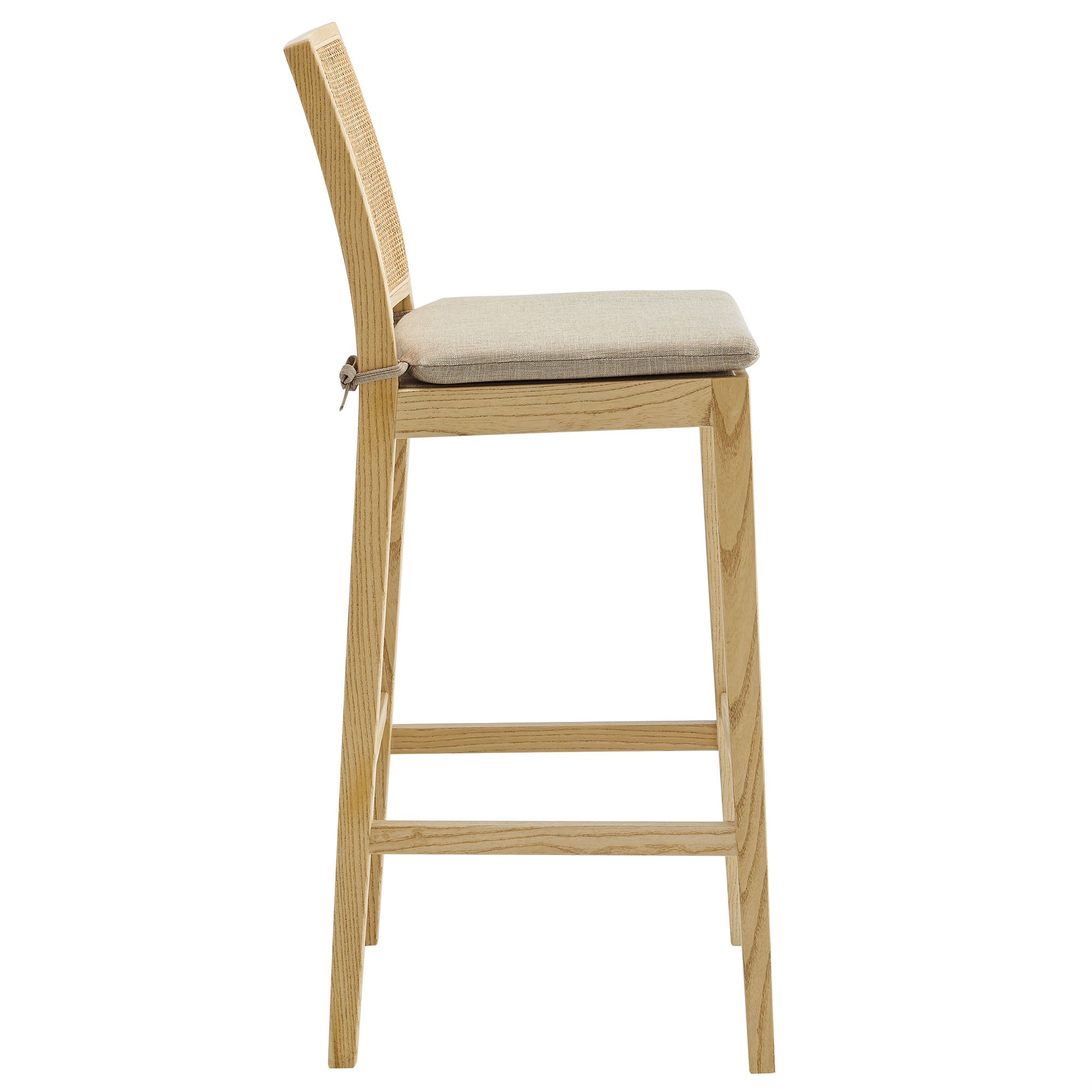 Ovard Wood and Rattan Bar Stool, Natural