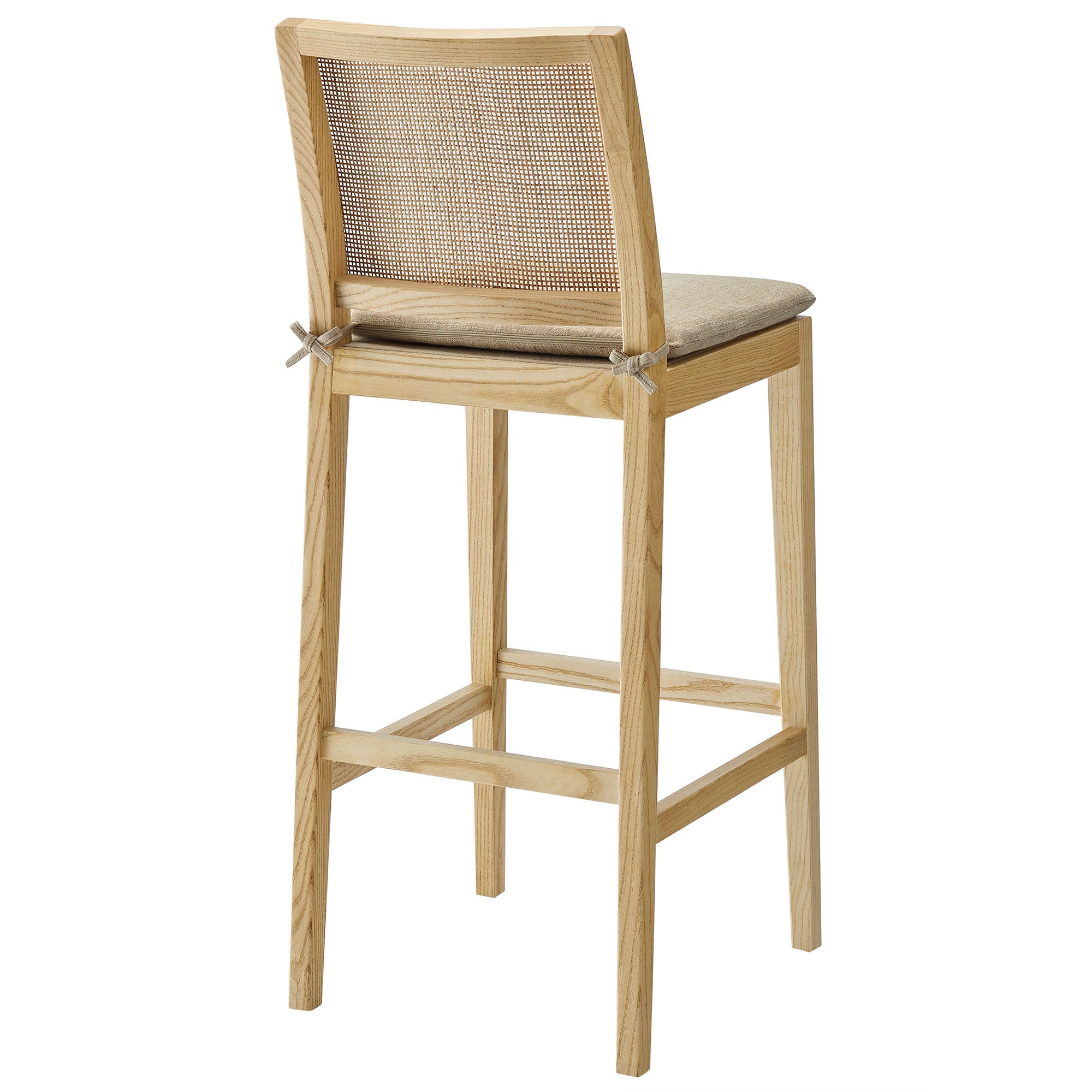 Ovard Wood and Rattan Bar Stool, Natural