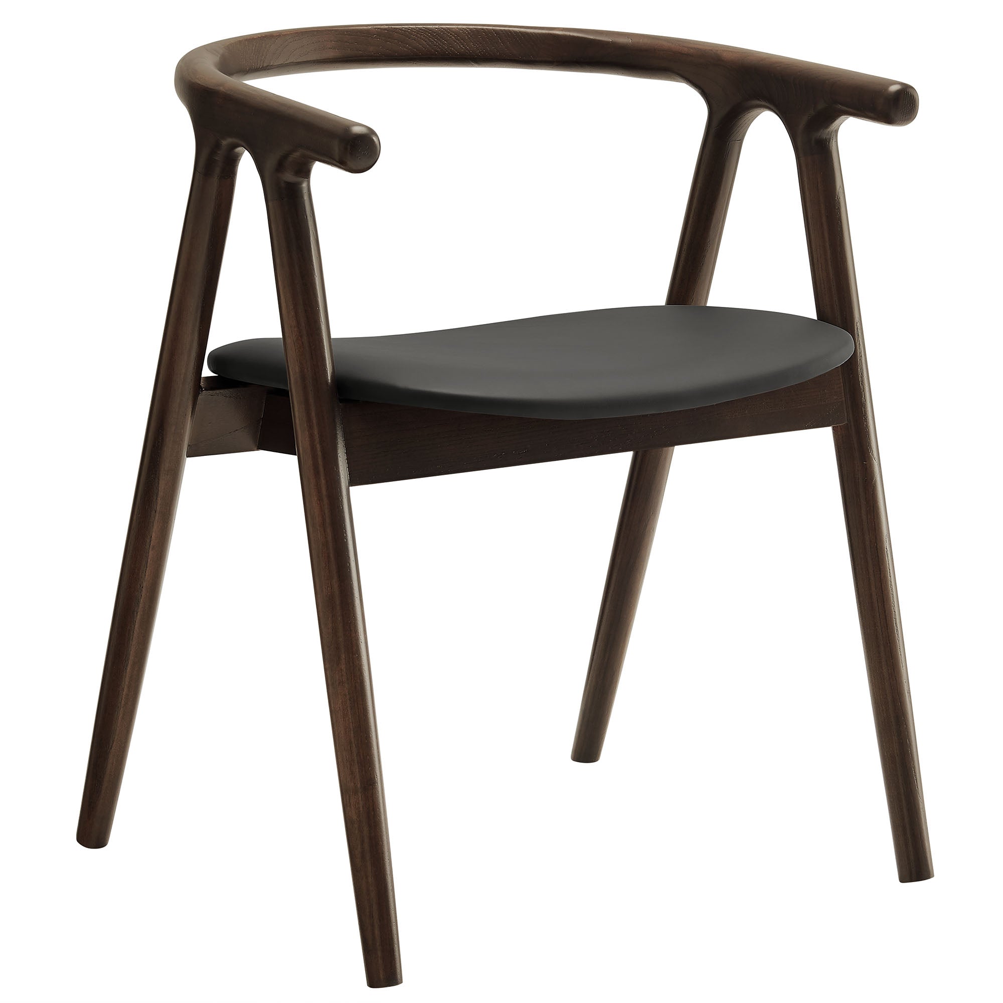 Henry Vegan Leather and Wood Dining Chair, Black