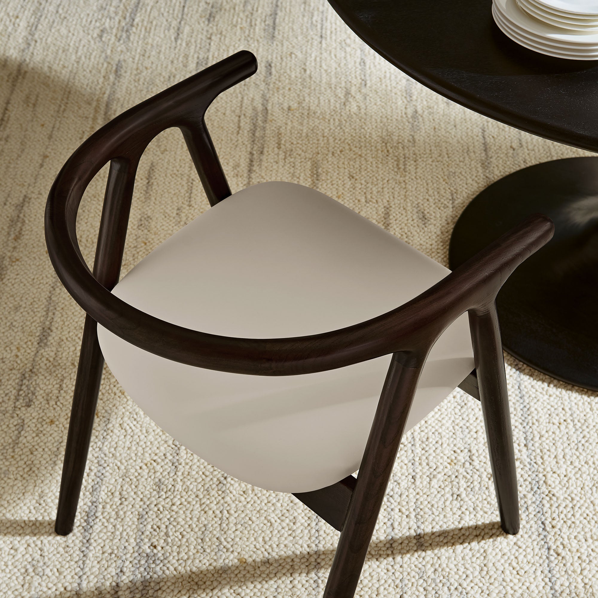 Henry Vegan Leather and Wood Dining Chair, Stone