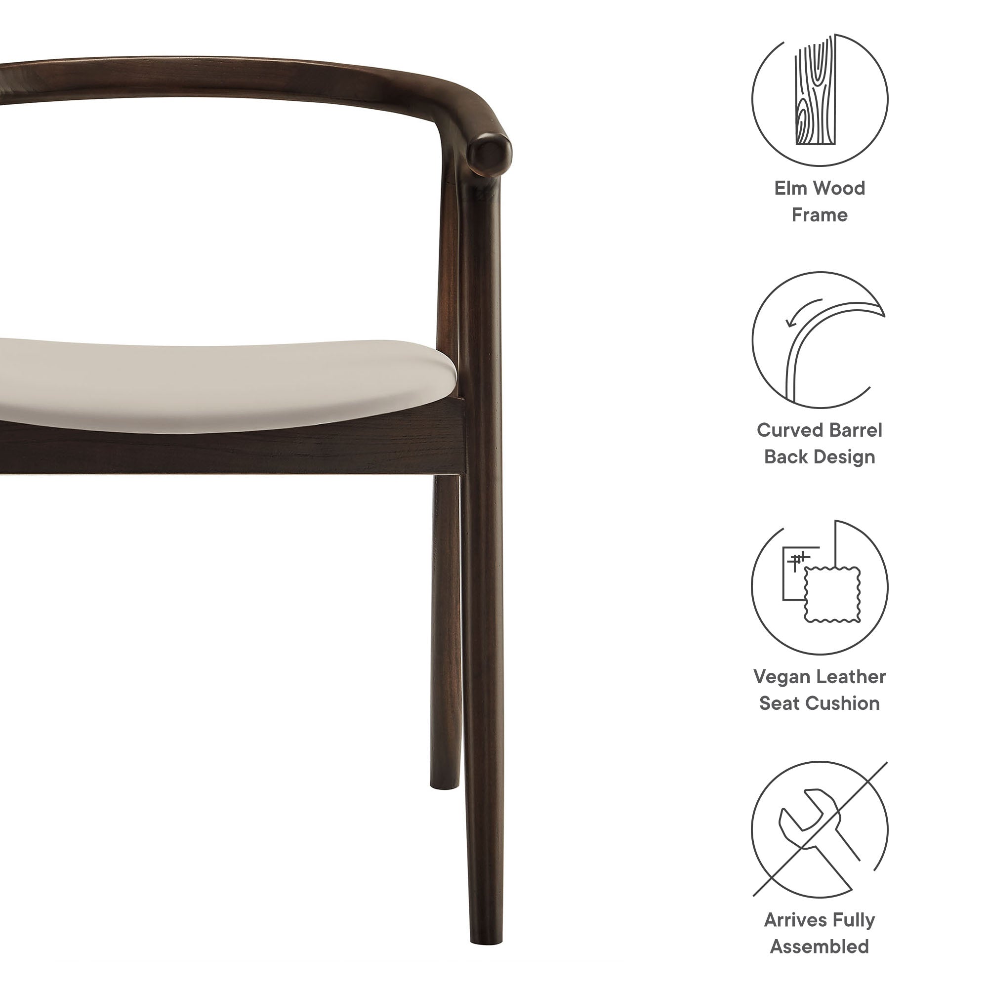 Henry Vegan Leather and Wood Dining Chair, Stone