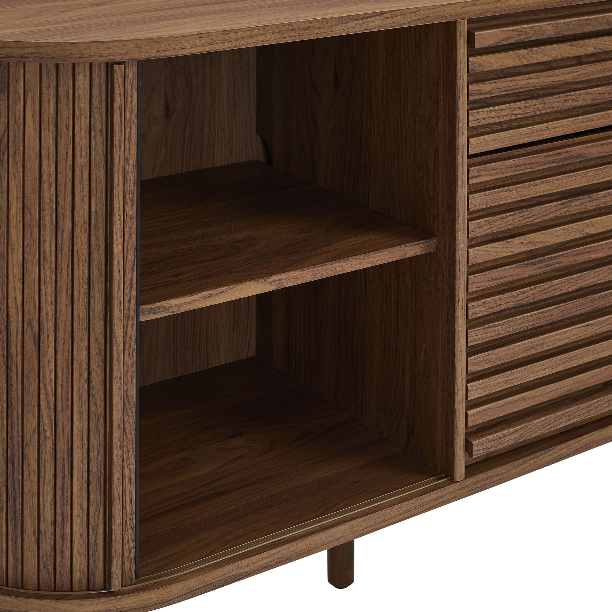 Harlan 67" Fluted Oval Sideboard Cabinet, Walnut