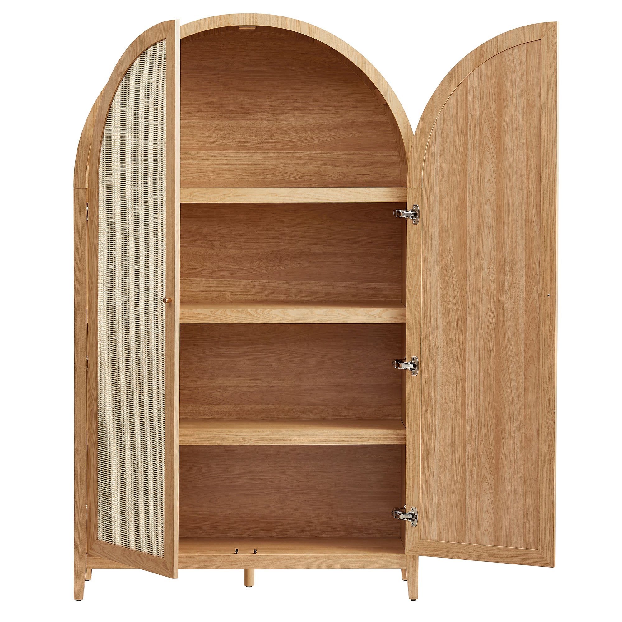 Calista 79" Tall Wide Rattan Arched Storage Cabinet, Natural