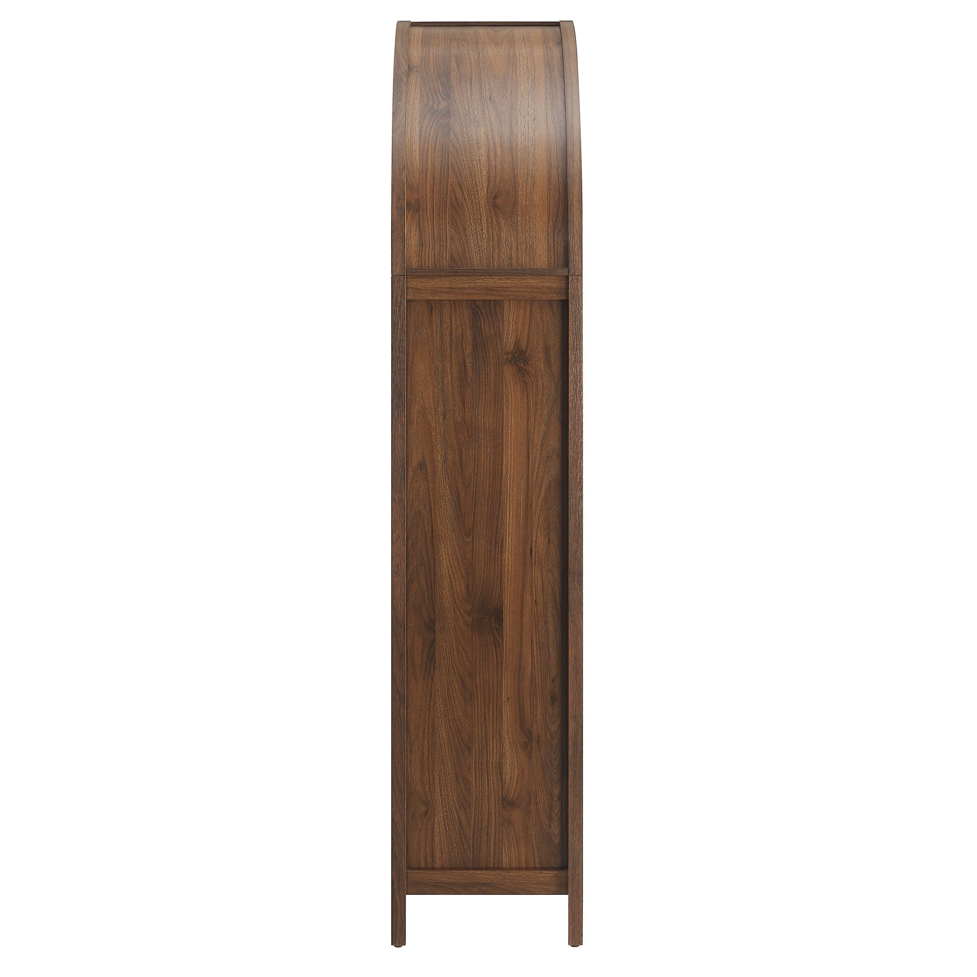 Calista 79" Tall Wide Rattan Arched Storage Cabinet, Walnut