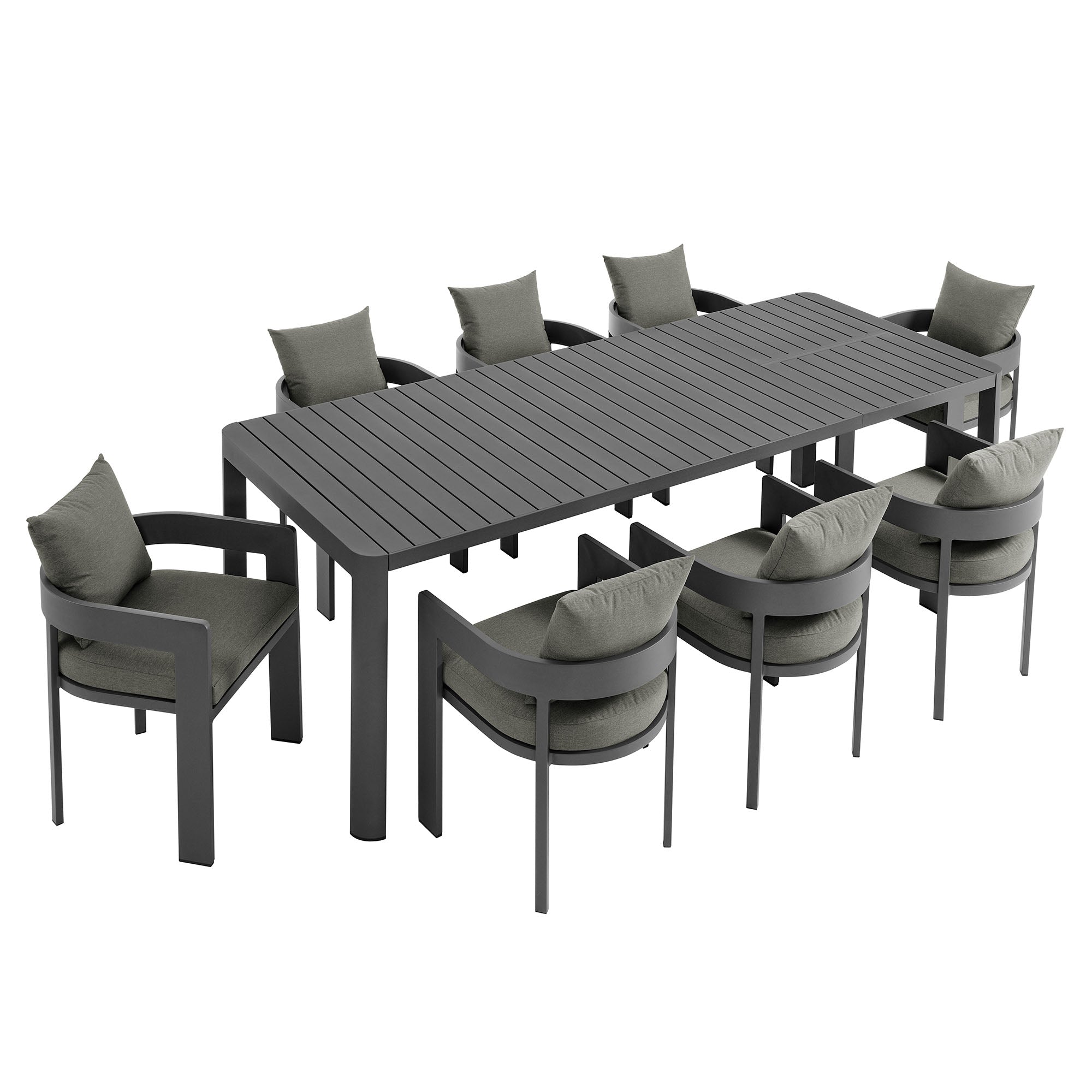 Tahoe 9-Piece Outdoor Patio Aluminum Dining Set With Extendable Table, Gray Charcoal