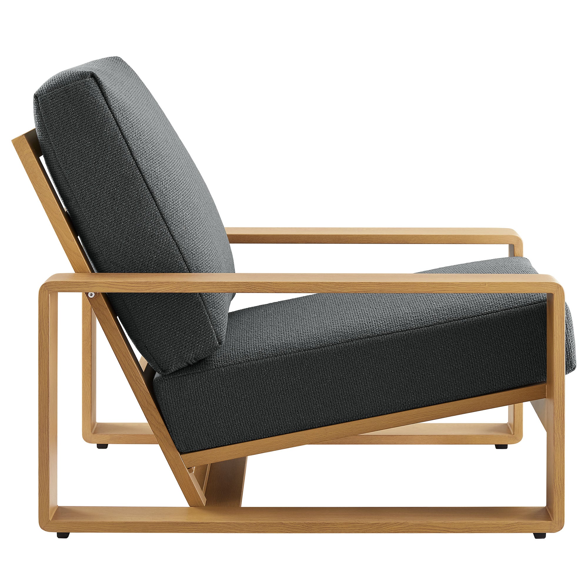 Lirienne Outdoor Patio Aluminum Faux Wood Armchairs Set of 2, Charcoal Natural