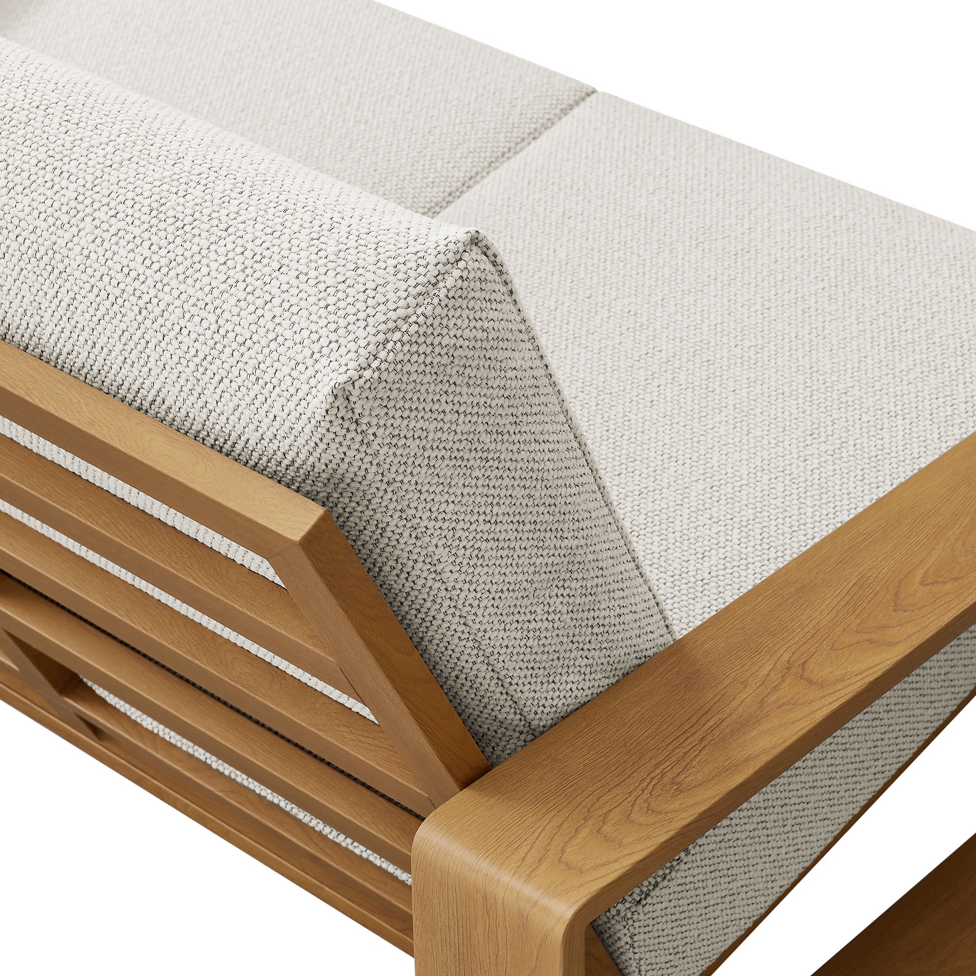 Lirienne Outdoor Patio Aluminum Faux Wood Loveseat, Ivory Natural