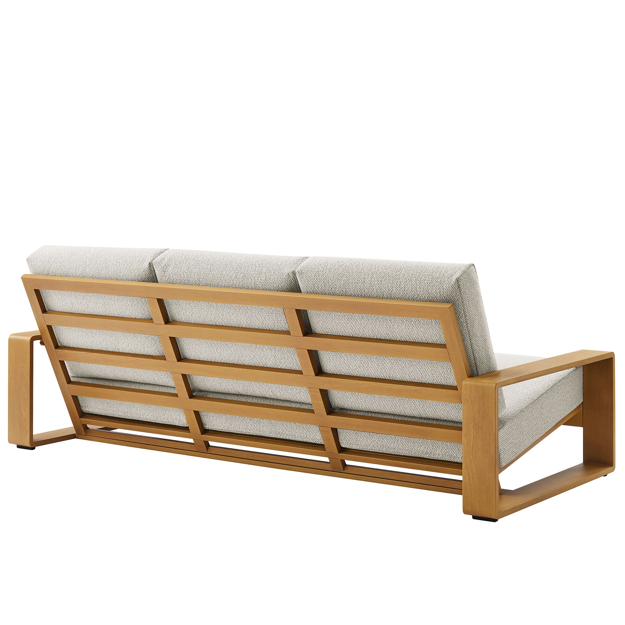 Lirienne Outdoor Patio Aluminum Faux Wood Sofa, Ivory Natural