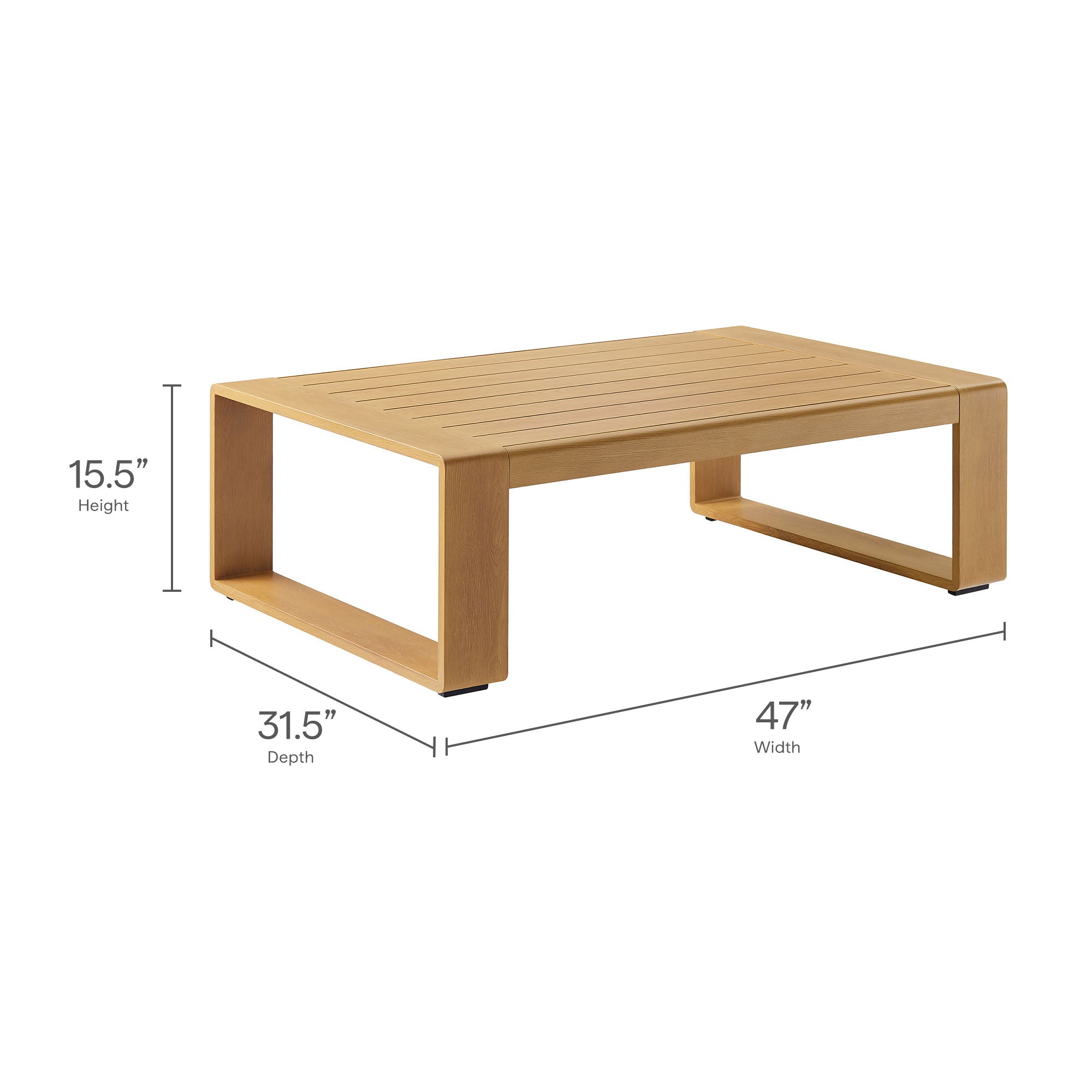 Lirienne 2-Piece Outdoor Patio Aluminum Faux Wood Furniture Set, Charcoal Natural