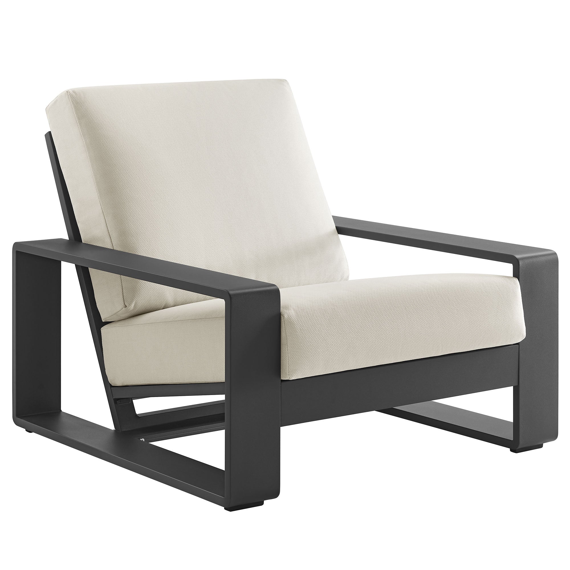 Lirienne Outdoor Patio Aluminum Armchair, Cream Gray