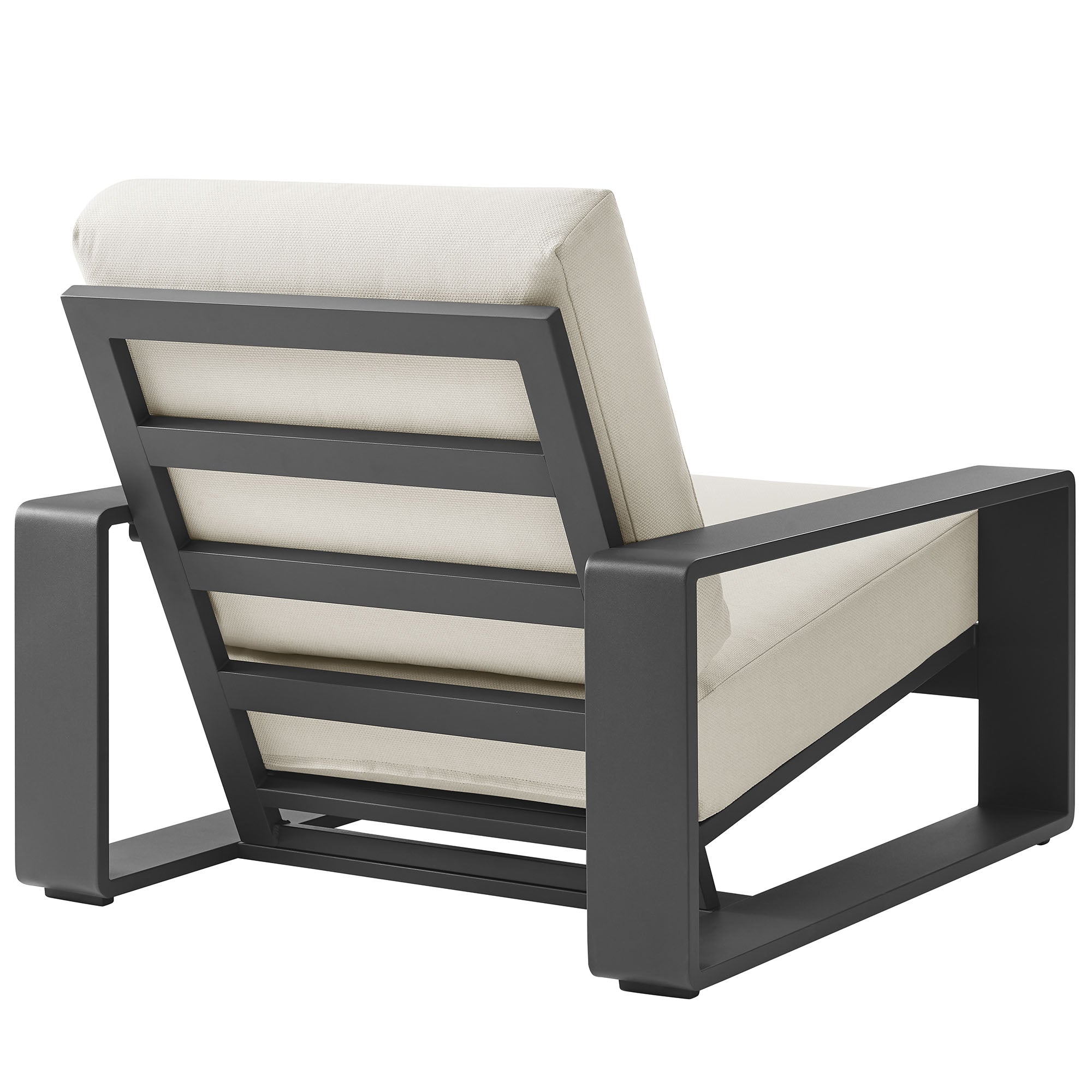 Lirienne Outdoor Patio Aluminum Faux Wood Armchairs Set of 2, Cream