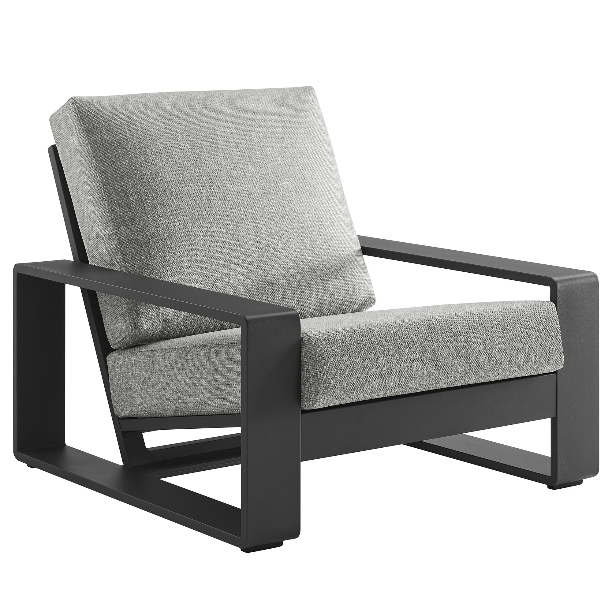 Lirienne Outdoor Patio Aluminum Armchair, Light Gray Gray