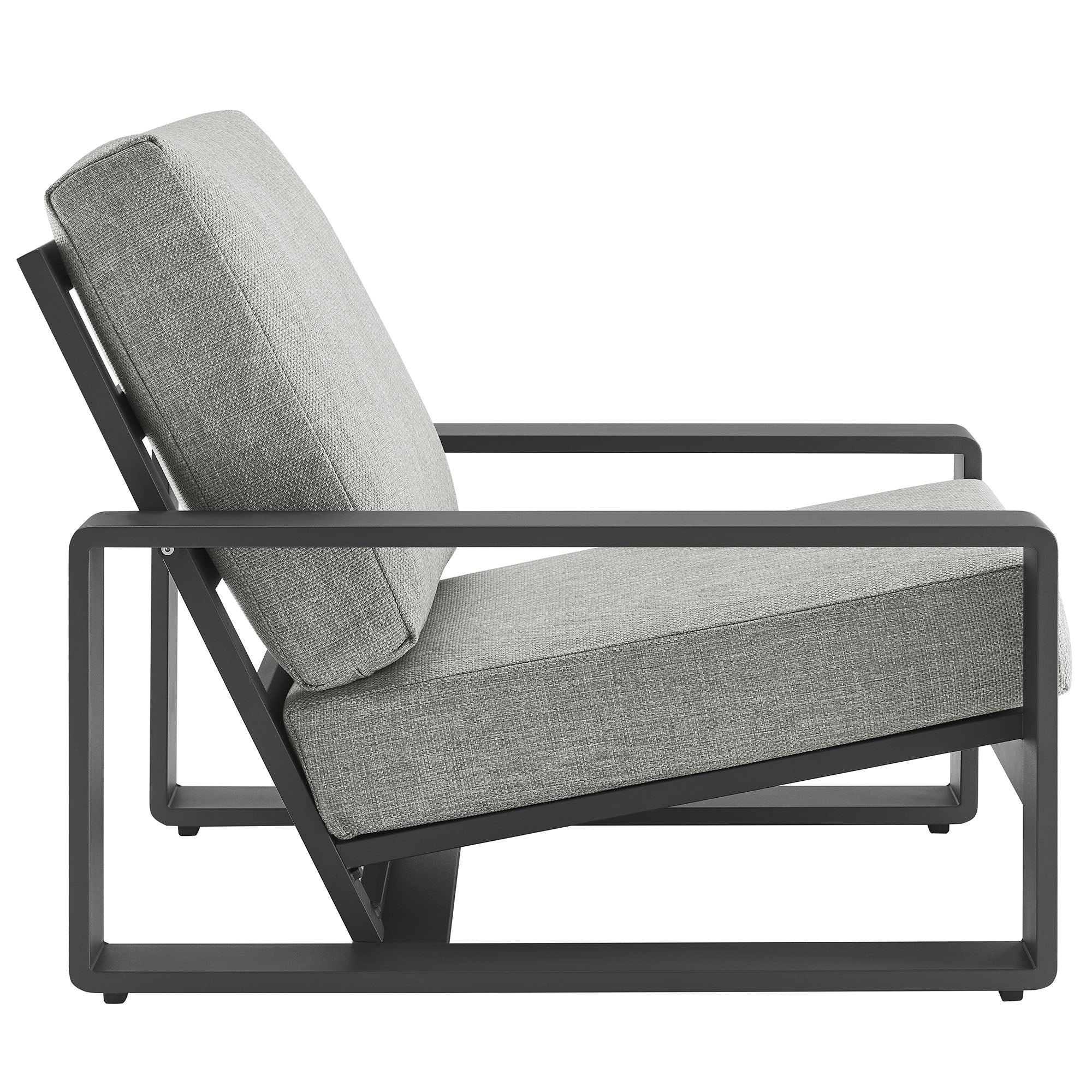 Lirienne Outdoor Patio Aluminum Armchair, Light Gray Gray