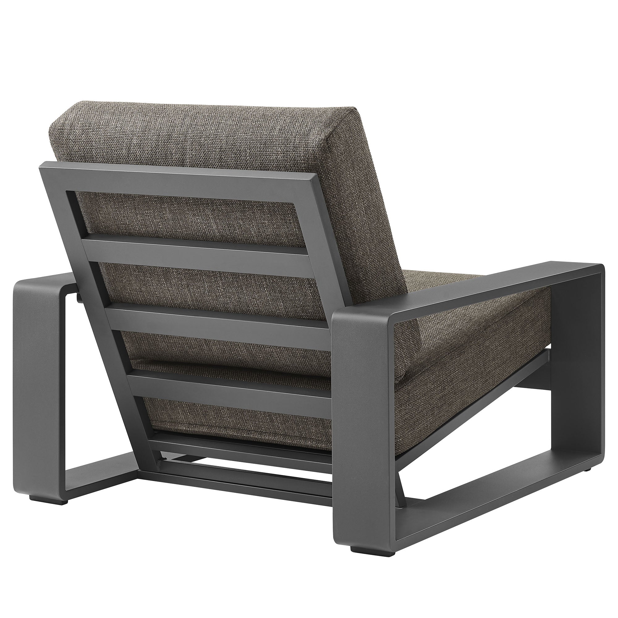 Lirienne Outdoor Patio Aluminum Faux Wood Armchairs Set of 2, Smoke
