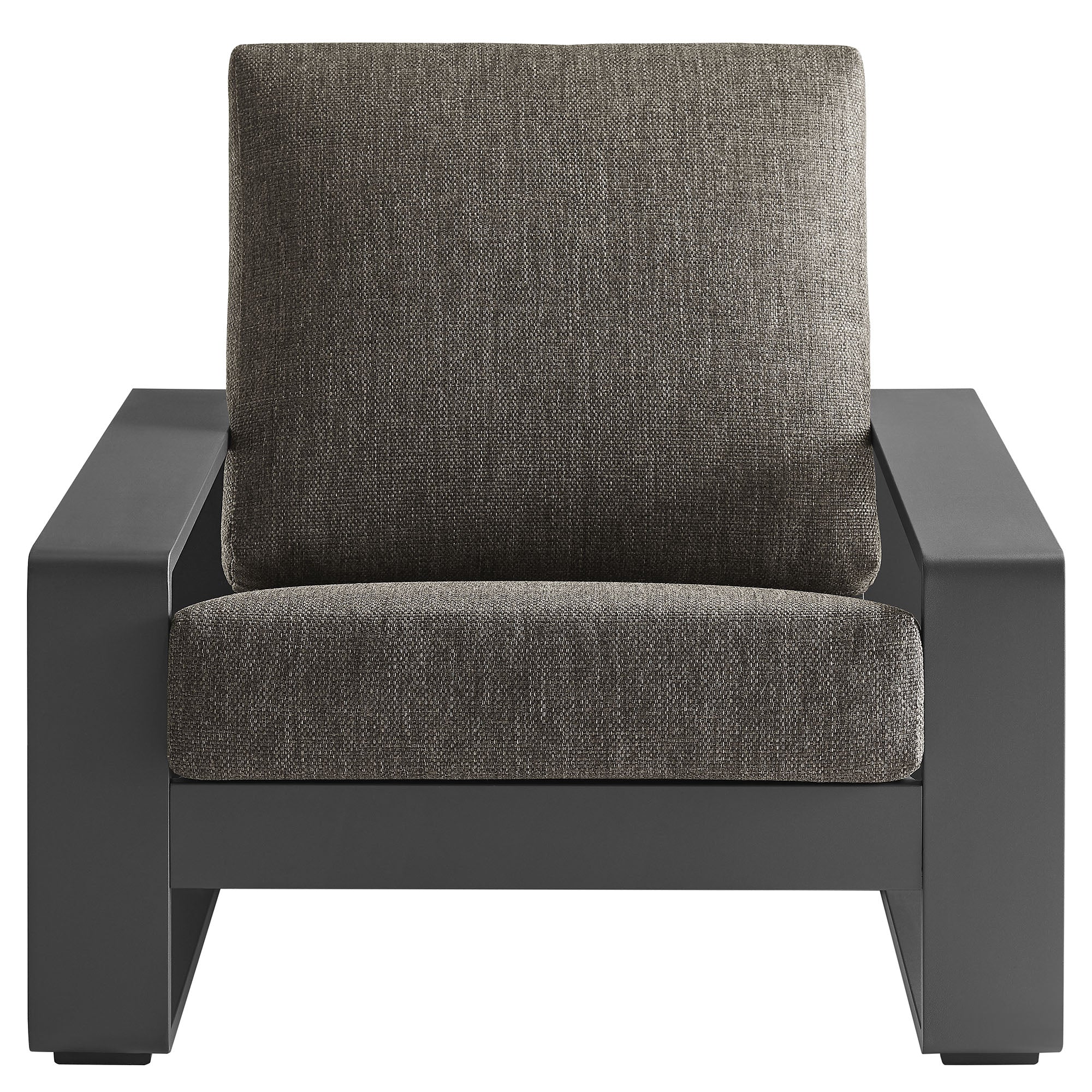 Lirienne Outdoor Patio Aluminum Faux Wood Armchairs Set of 2, Smoke