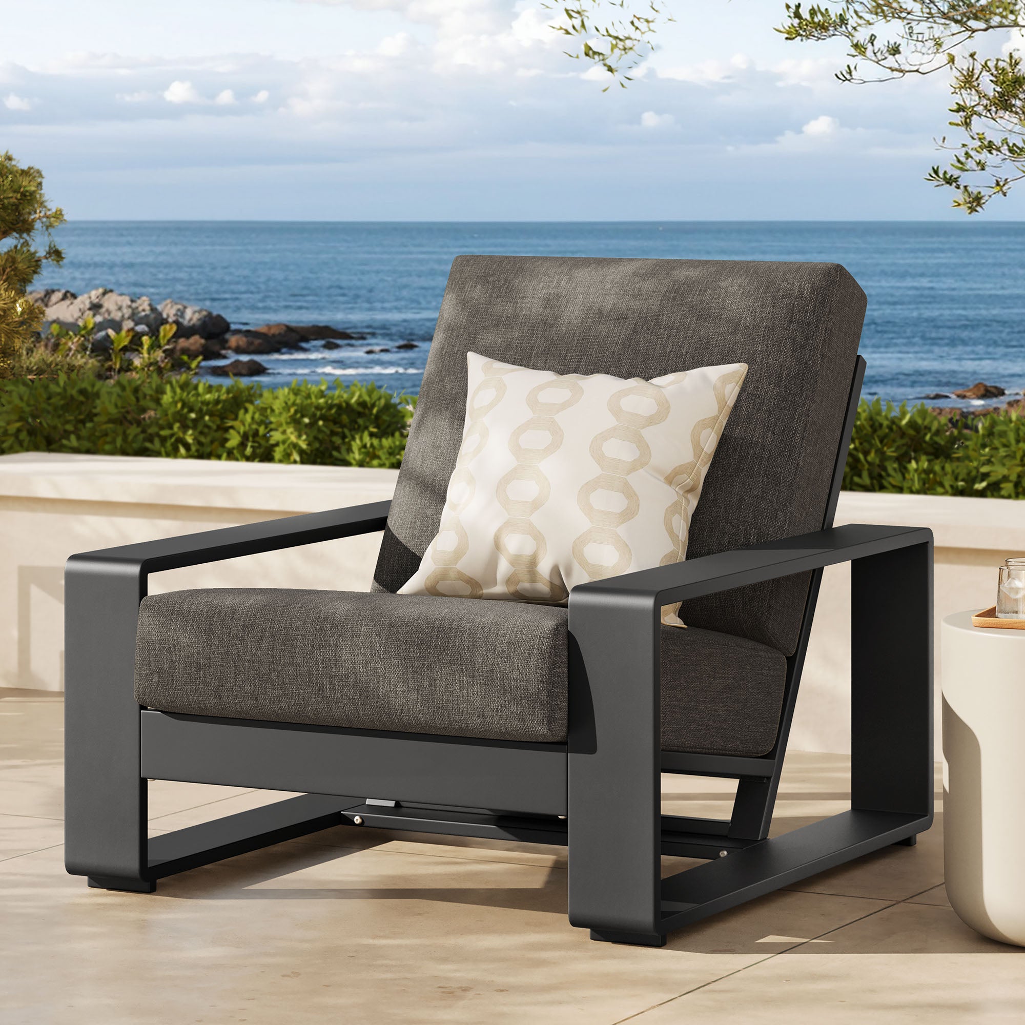 Lirienne Outdoor Patio Aluminum Armchair, Smoke
