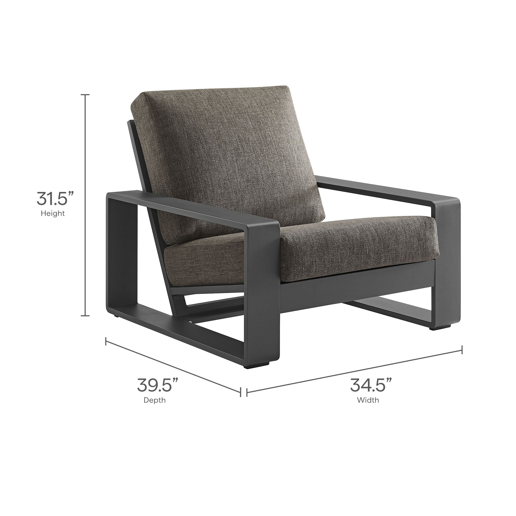 Lirienne Outdoor Patio Aluminum Faux Wood Armchairs Set of 2, Smoke