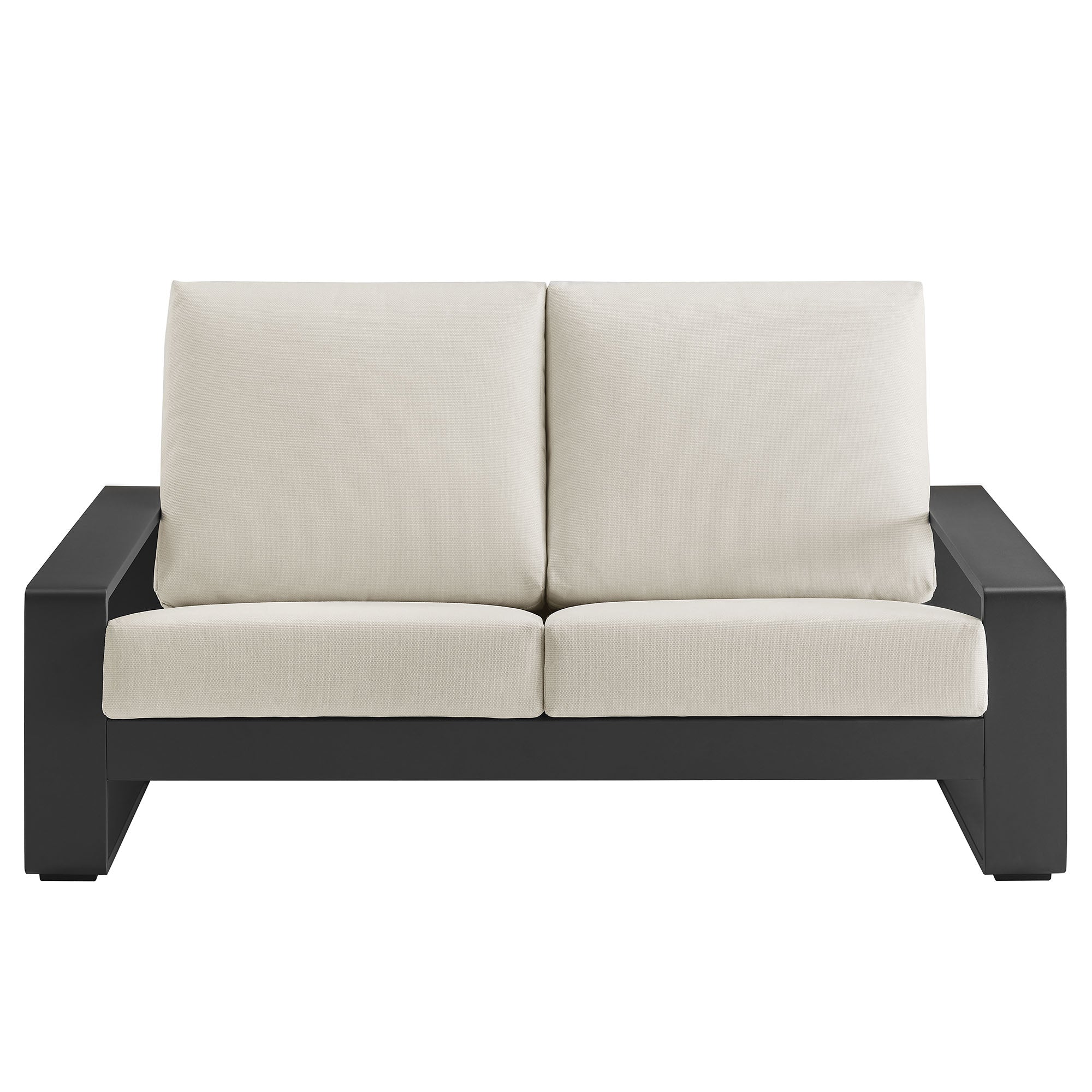 Lirienne Outdoor Patio Aluminum Loveseat, Cream Gray