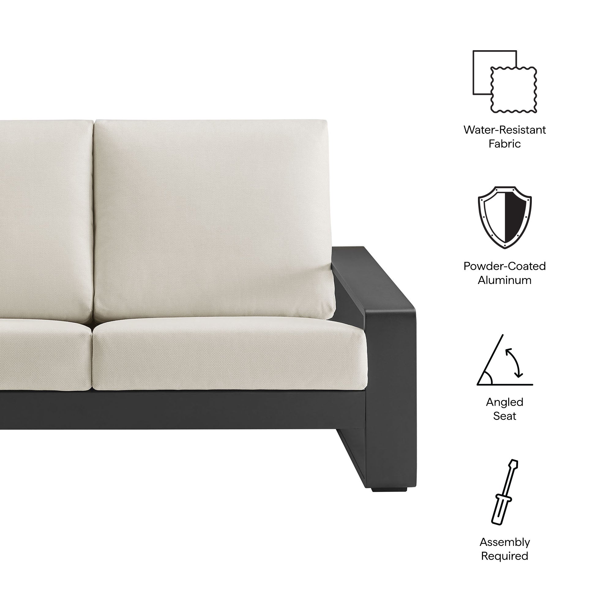 Lirienne Outdoor Patio Aluminum Loveseat, Cream Gray