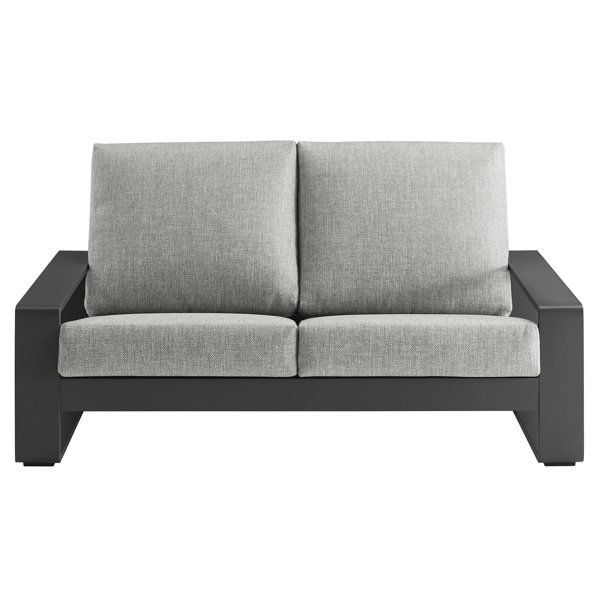 Lirienne Outdoor Patio Aluminum Loveseat, Light Gray Gray