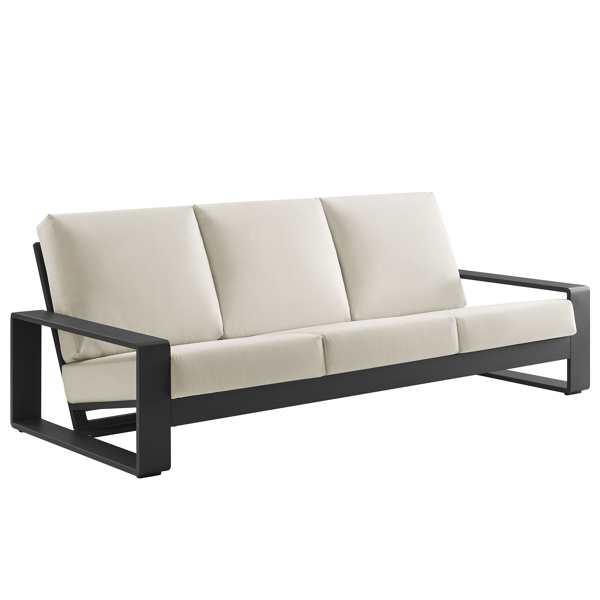 Lirienne Outdoor Patio Aluminum Sofa, Cream Gray