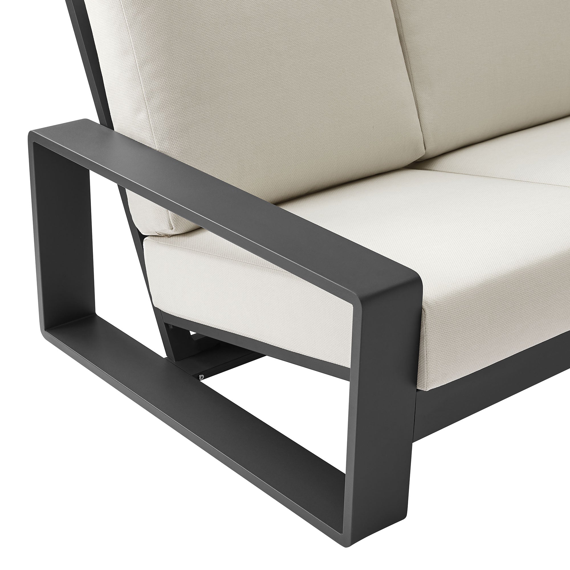Lirienne Outdoor Patio Aluminum Sofa, Cream Gray