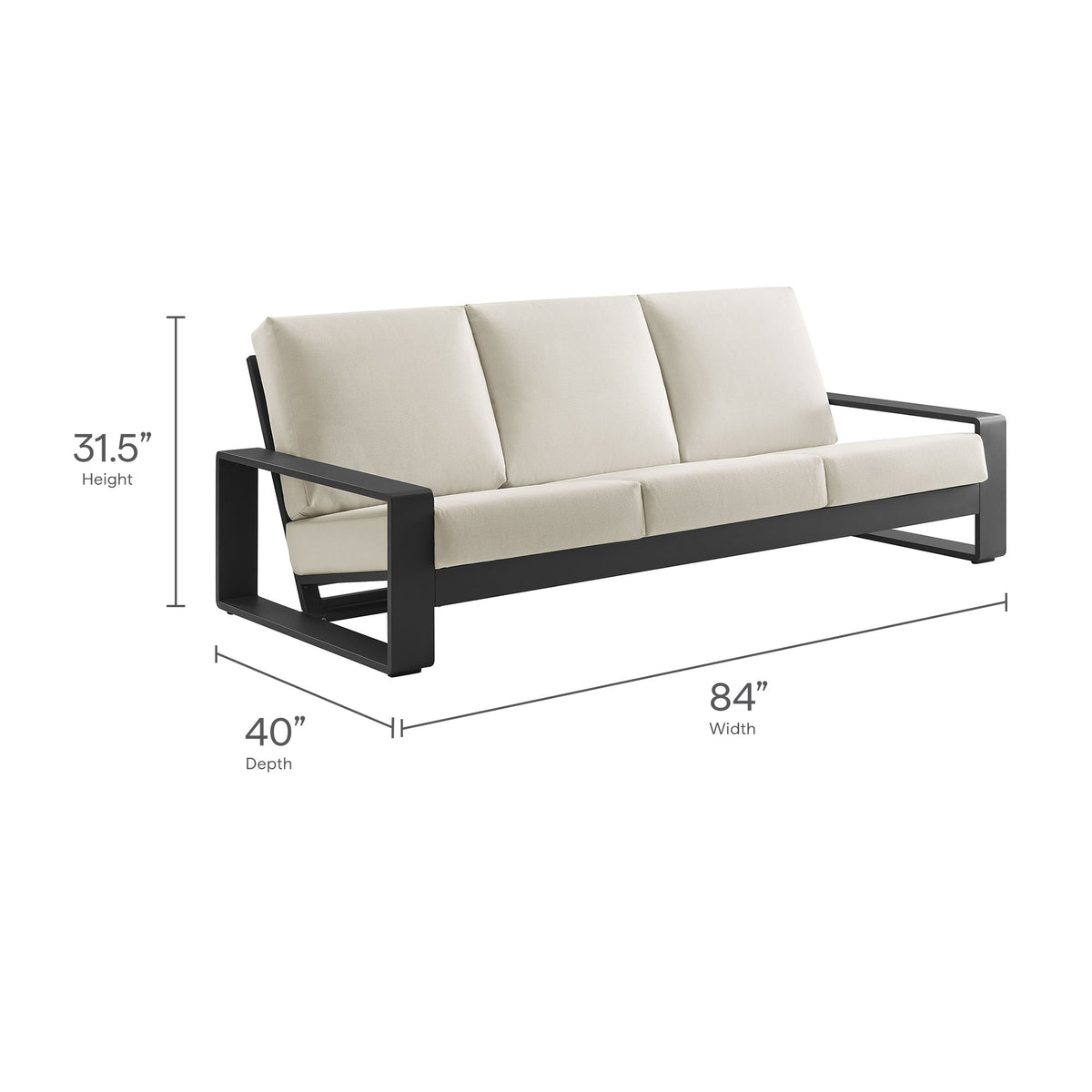 Lirienne 2-Piece Outdoor Patio Aluminum Furniture Set, Cream Gray