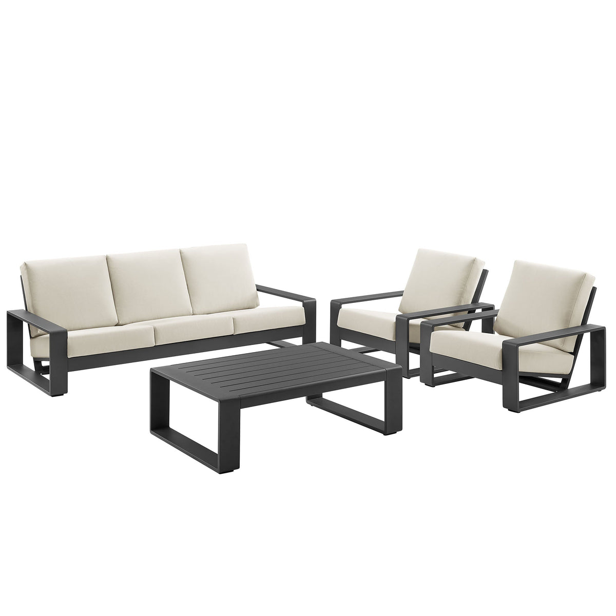 Lirienne 4-Piece Outdoor Patio Aluminum Furniture Set, Cream