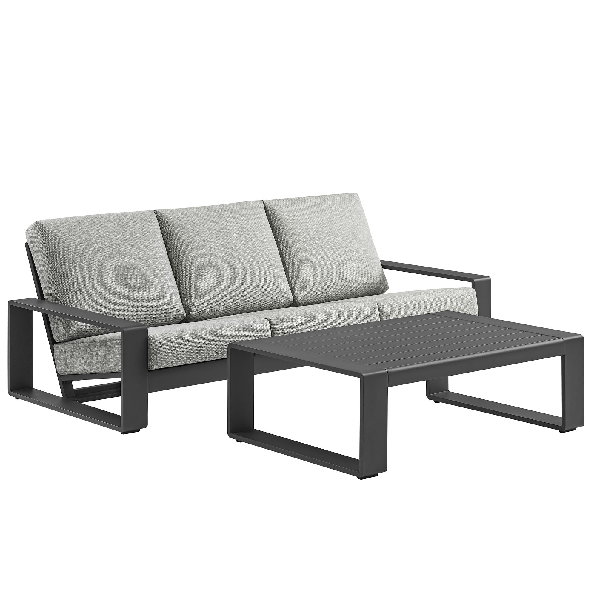 Lirienne 2-Piece Outdoor Patio Aluminum Furniture Set, Light Gray