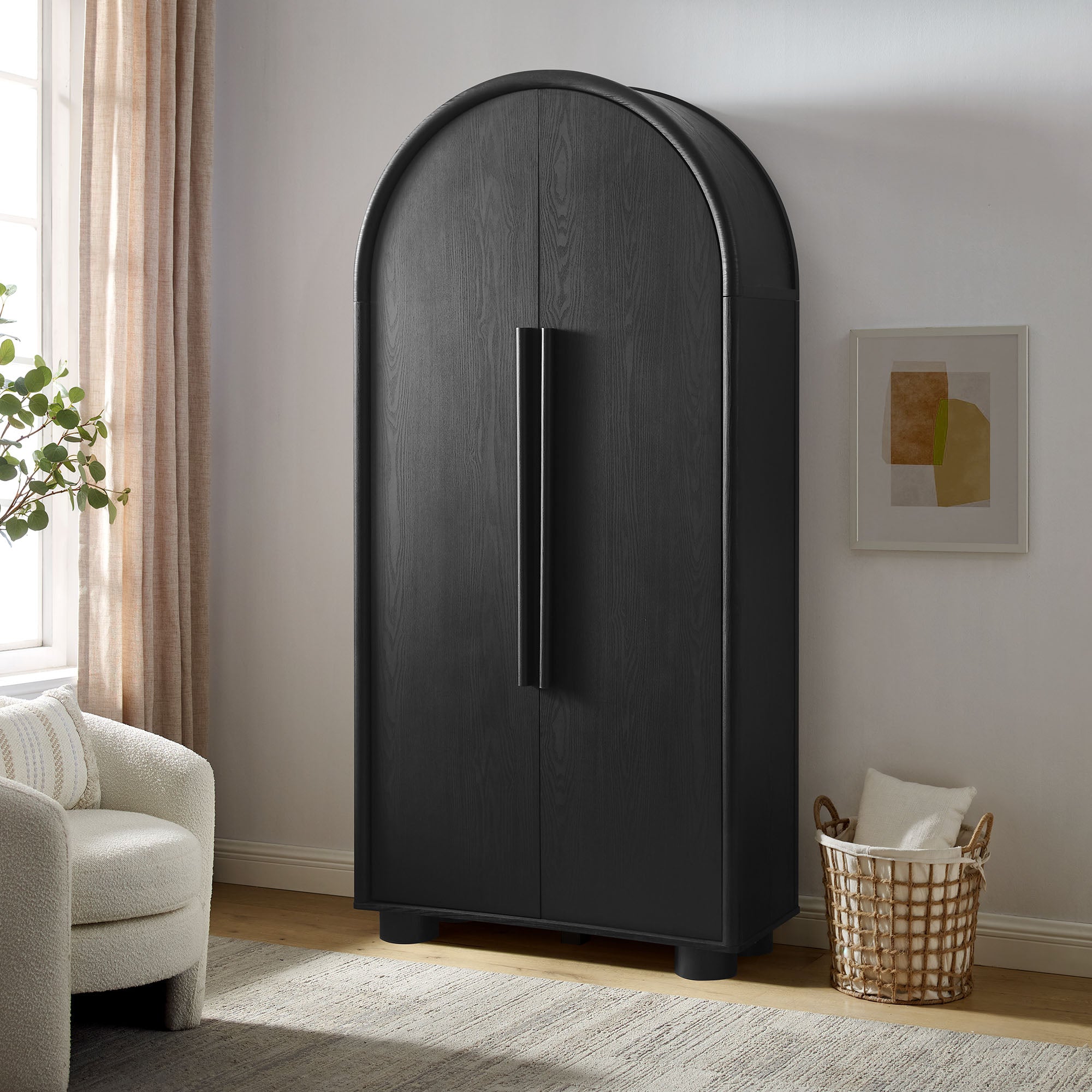 Bellamy Tall Arched Storage Cabinet, Black