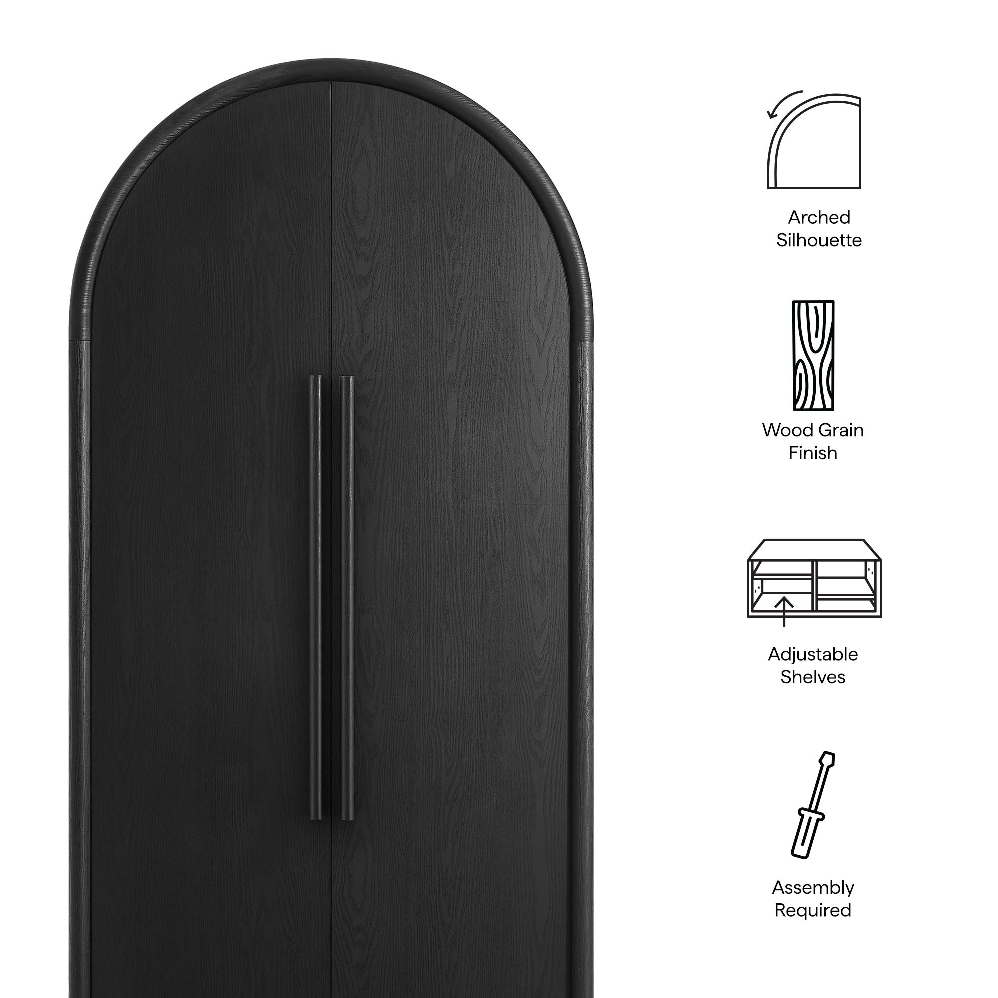 Bellamy Tall Arched Storage Cabinet, Black