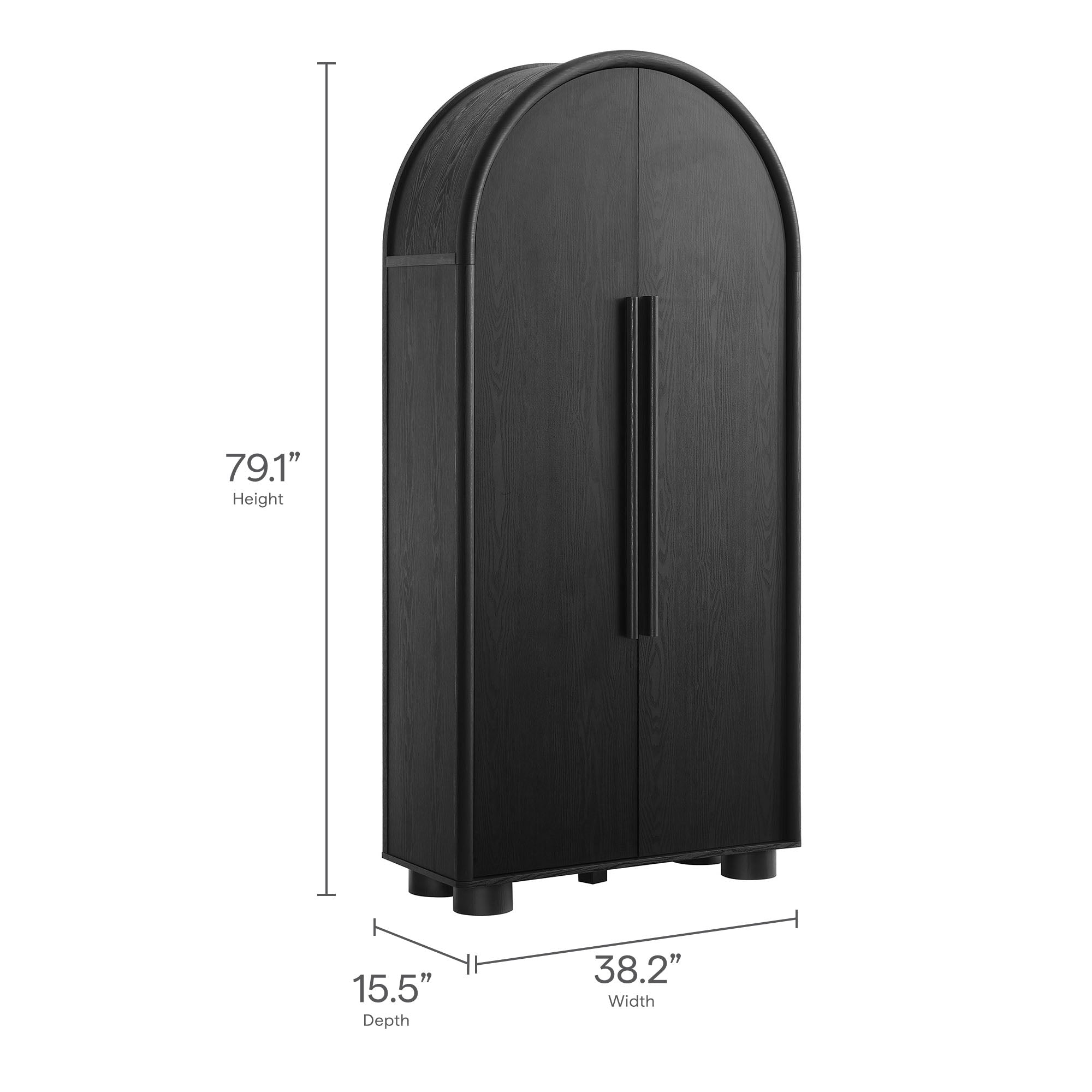 Bellamy Tall Arched Storage Cabinet, Black